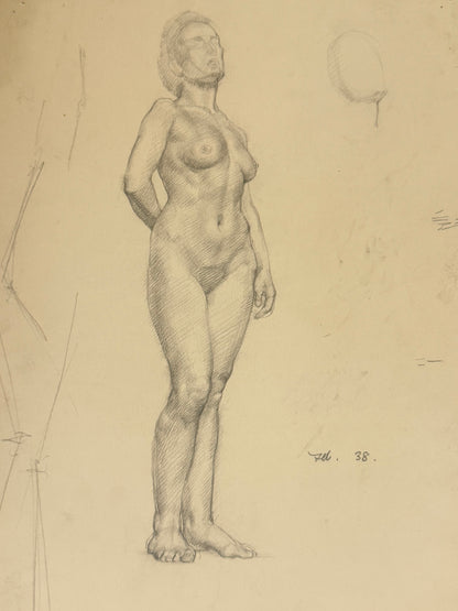Female Life Drawing from the portfolio of Joyce Platt, Feb 1938