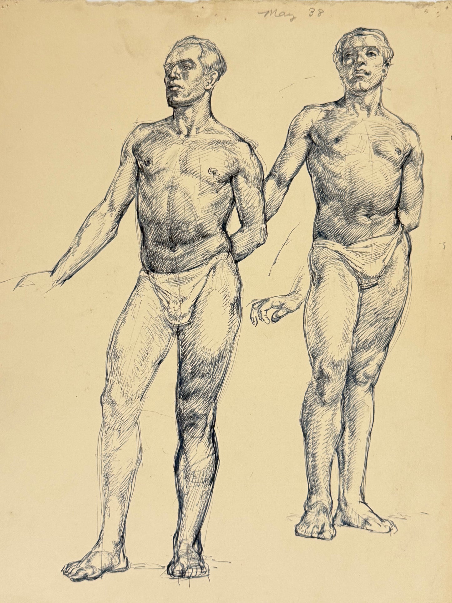 Male Life Drawing from the portfolio of Joyce Platt, May 1938