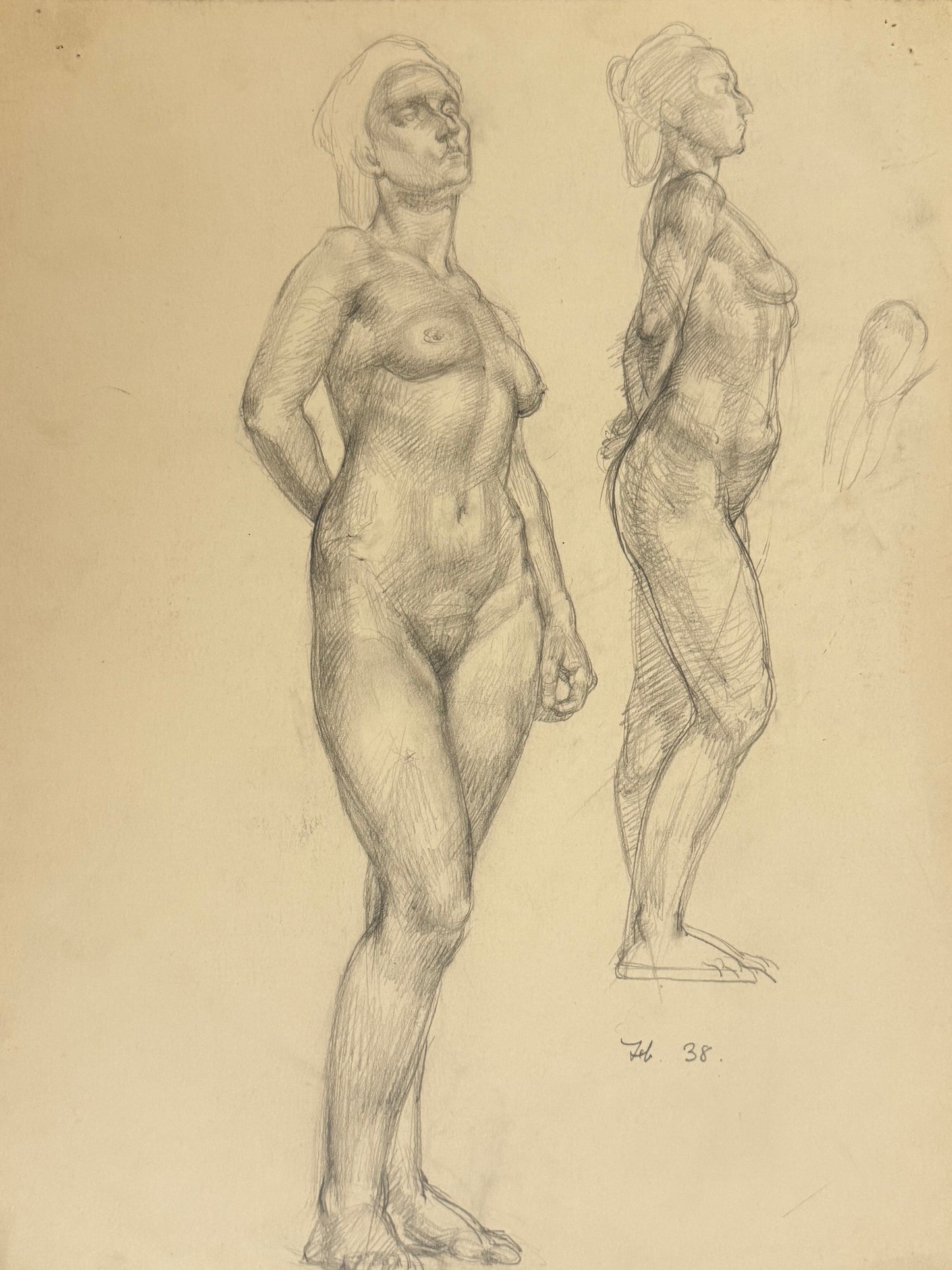 Female Life Drawing from the portfolio of Joyce Platt, Feb 1938