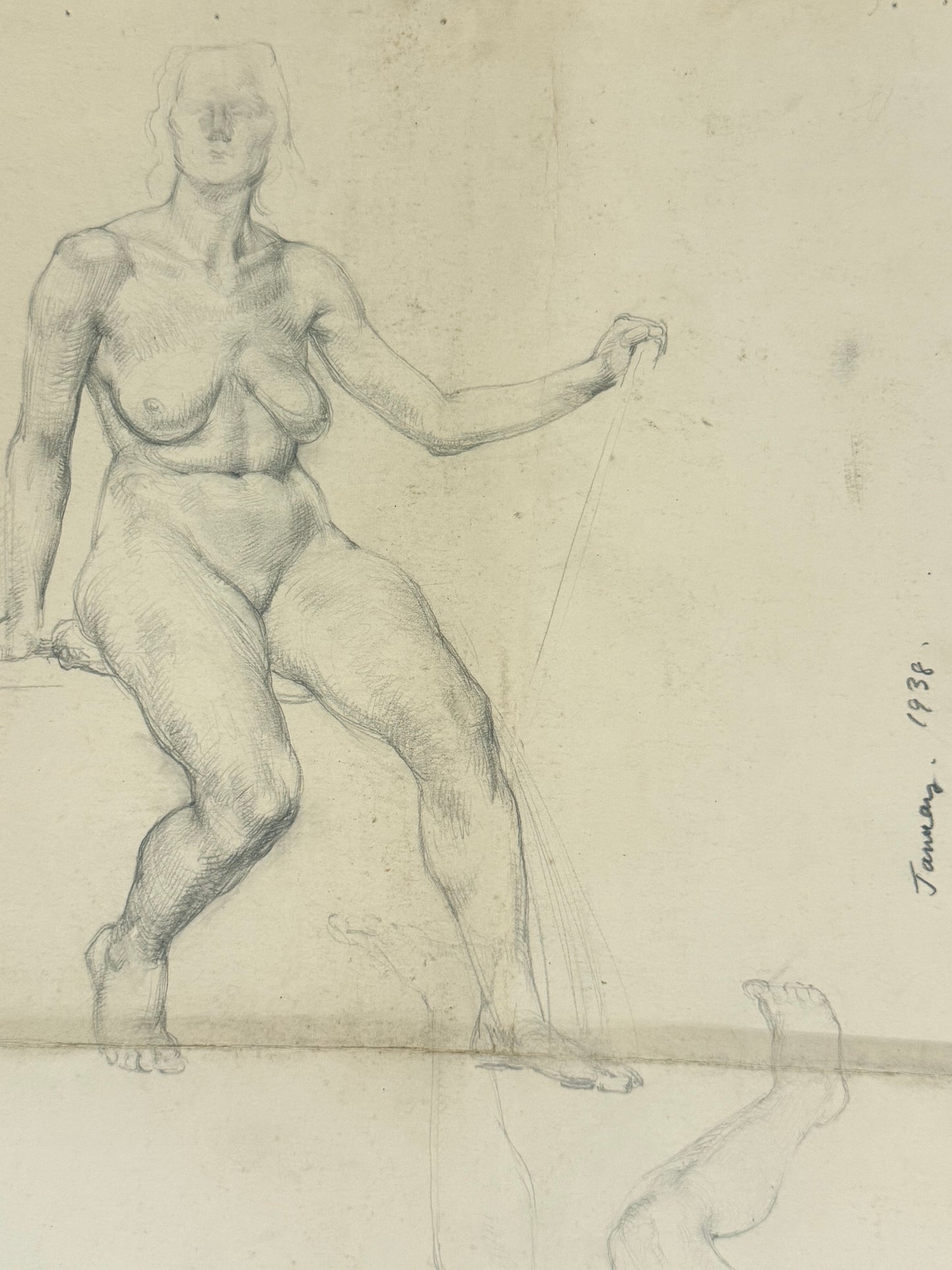 Doublesided Life Drawing from the portfolio of Joyce Platt, January 1938