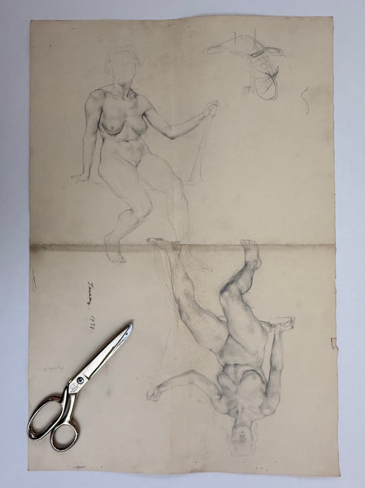 Doublesided Life Drawing from the portfolio of Joyce Platt, January 1938