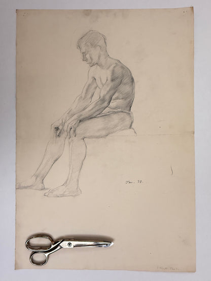 Male Life Drawing from the portfolio of Joyce Platt, Jan. 1938