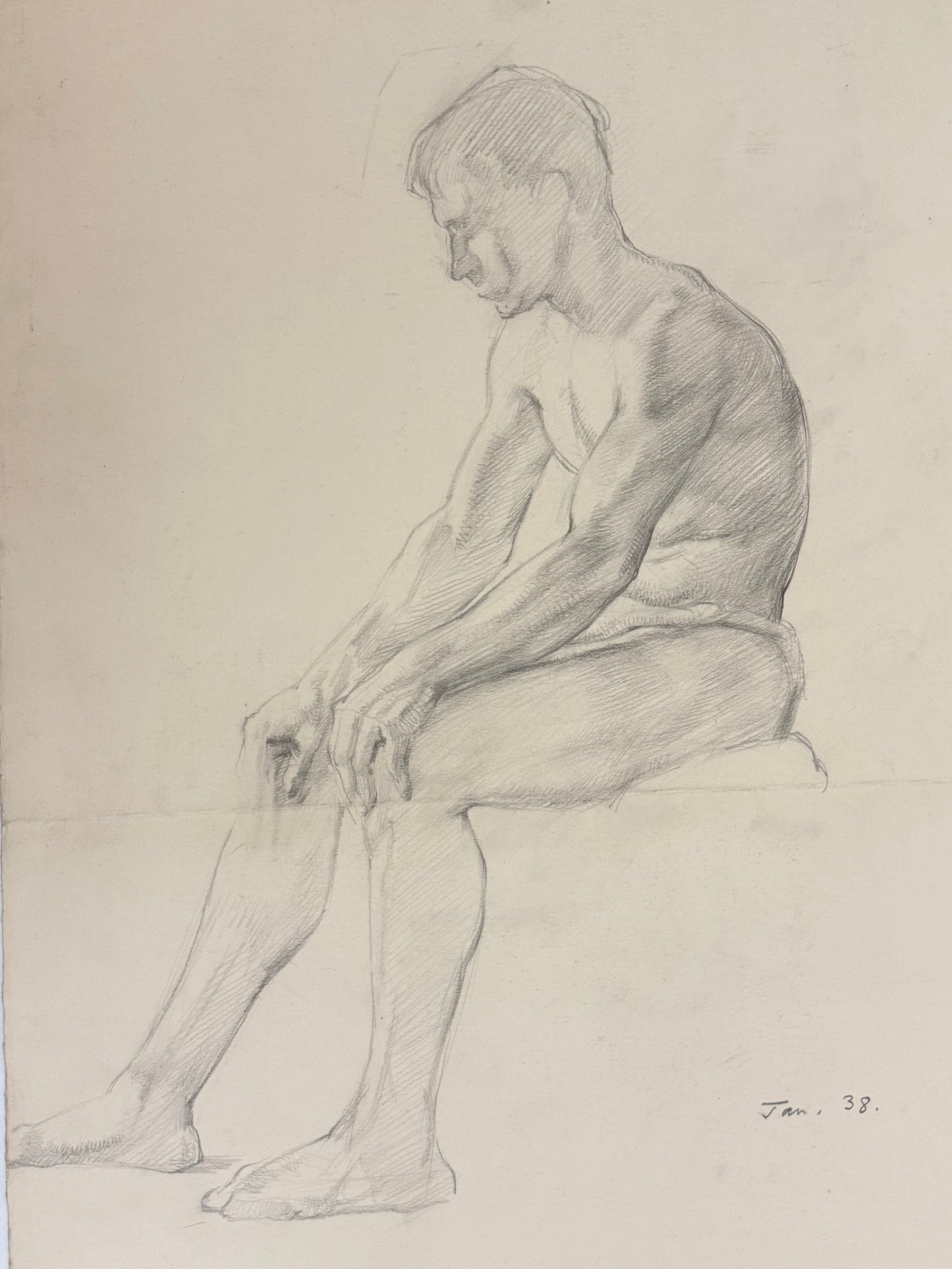 Male Life Drawing from the portfolio of Joyce Platt, Jan. 1938