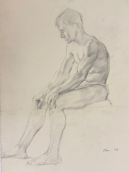 Male Life Drawing from the portfolio of Joyce Platt, Jan. 1938