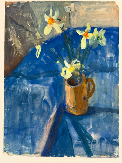 Daffodils on Blue - from the studio of ERIC RITCHIE & RENA GIBSON