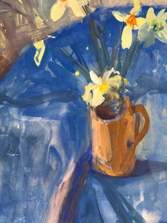 Daffodils on Blue - from the studio of ERIC RITCHIE & RENA GIBSON