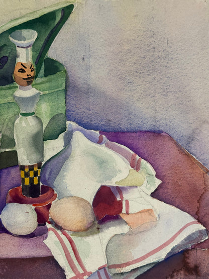 Green Tin & Eggs Still Life - from the studio of ERIC RITCHIE & RENA GIBSON