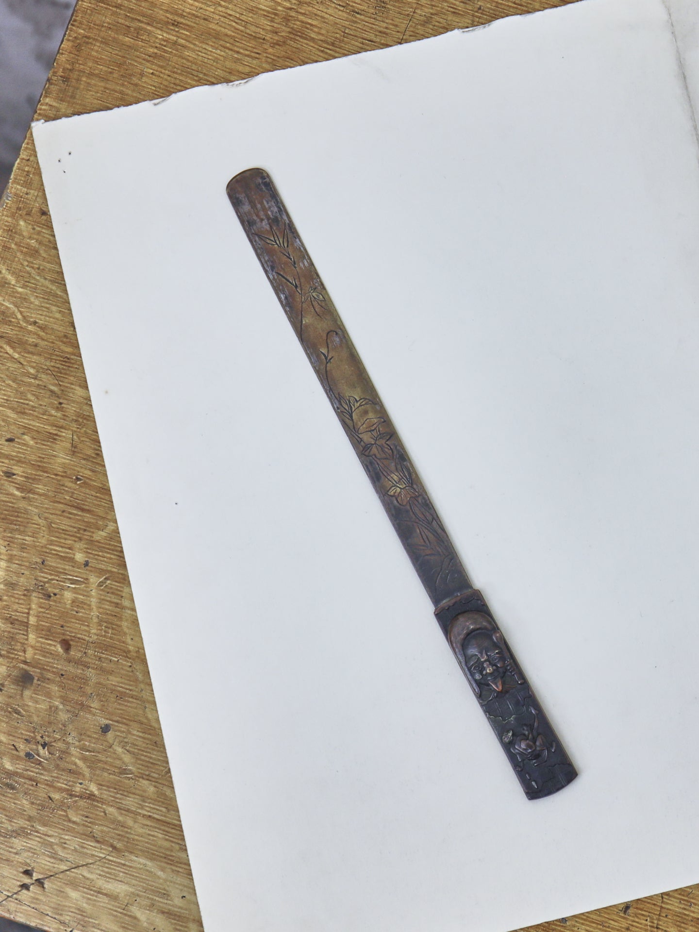 A Japanese brass page turner, Meiji Period (1868-1912)