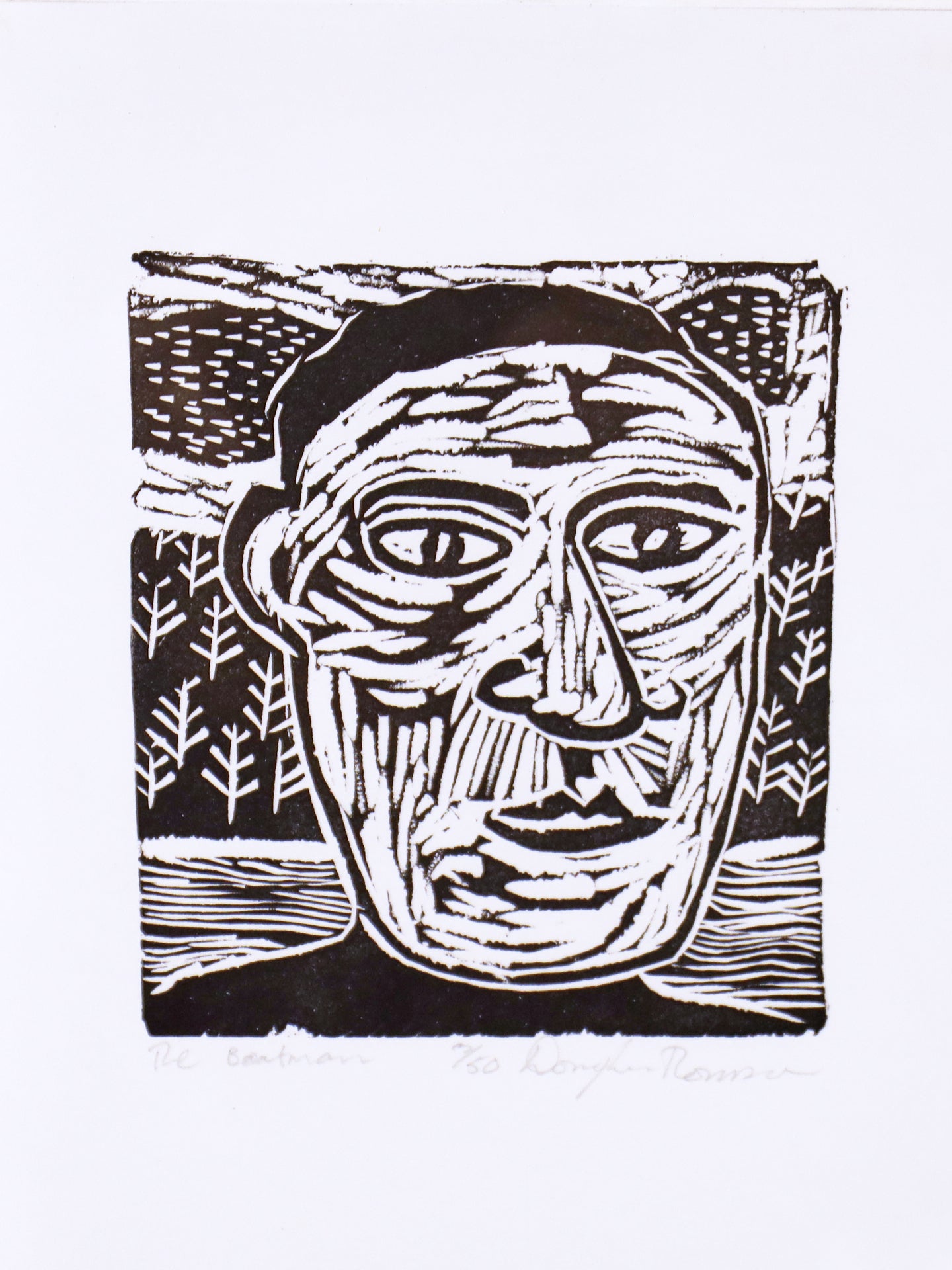 The Boatman Linocut Print ~ Douglas Thomson | Scottish b1955