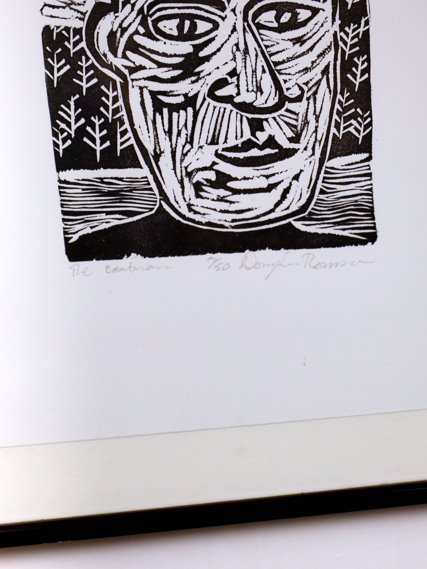 The Boatman Linocut Print ~ Douglas Thomson | Scottish b1955