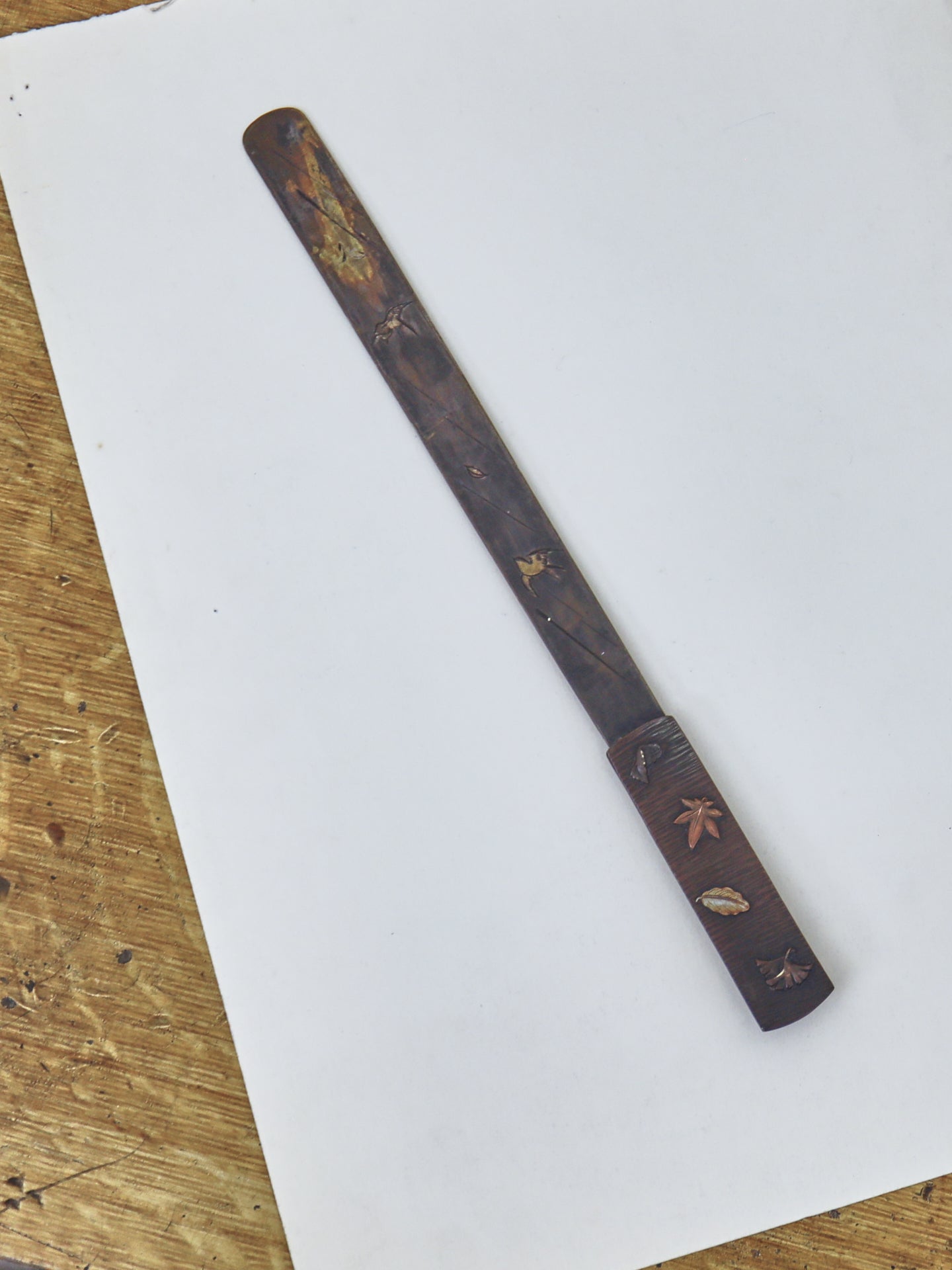 A Japanese brass page turner, Meiji Period (1868-1912)