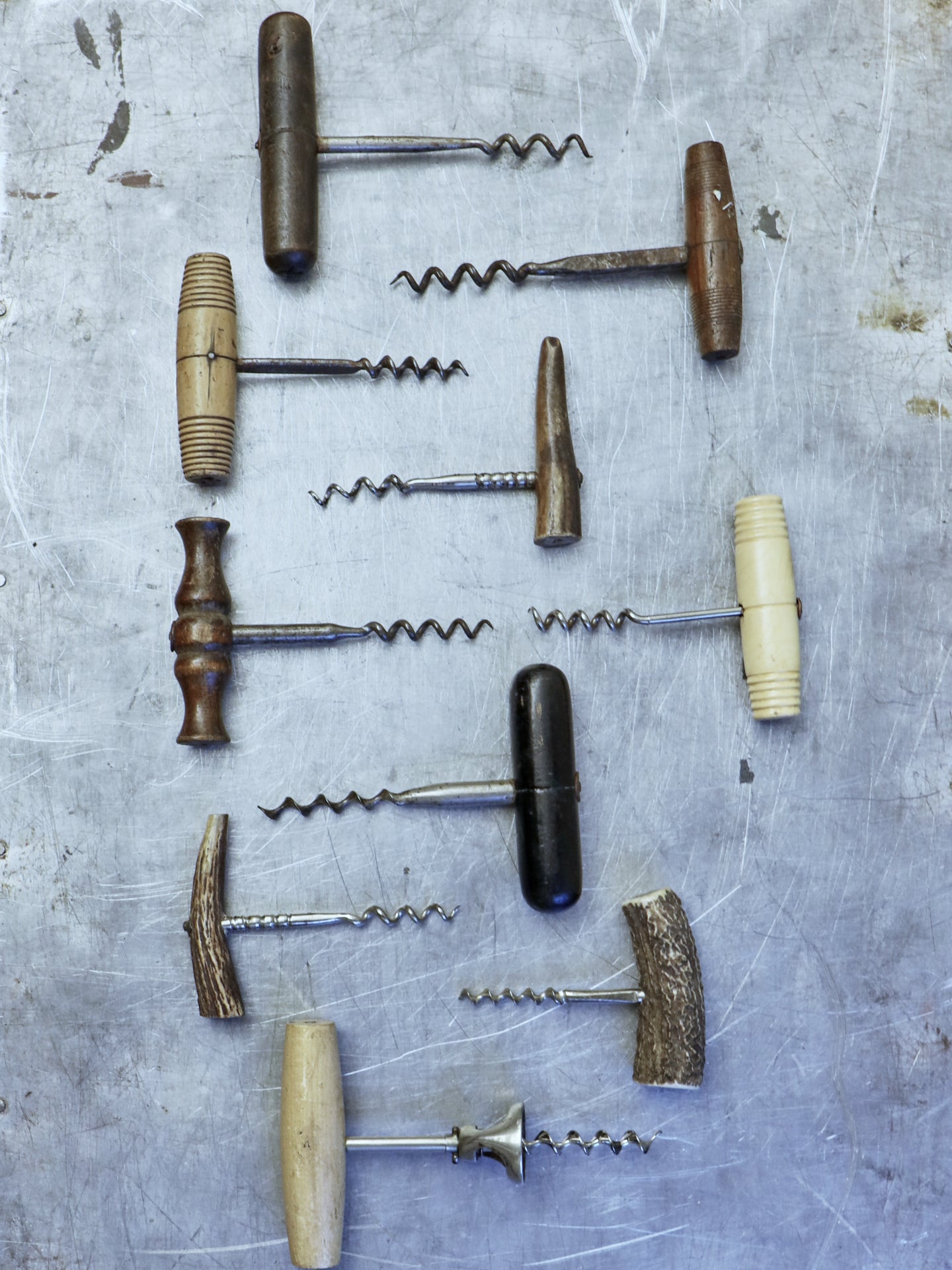 A Collection of 10 Treen and Antler Handle Corkscrews