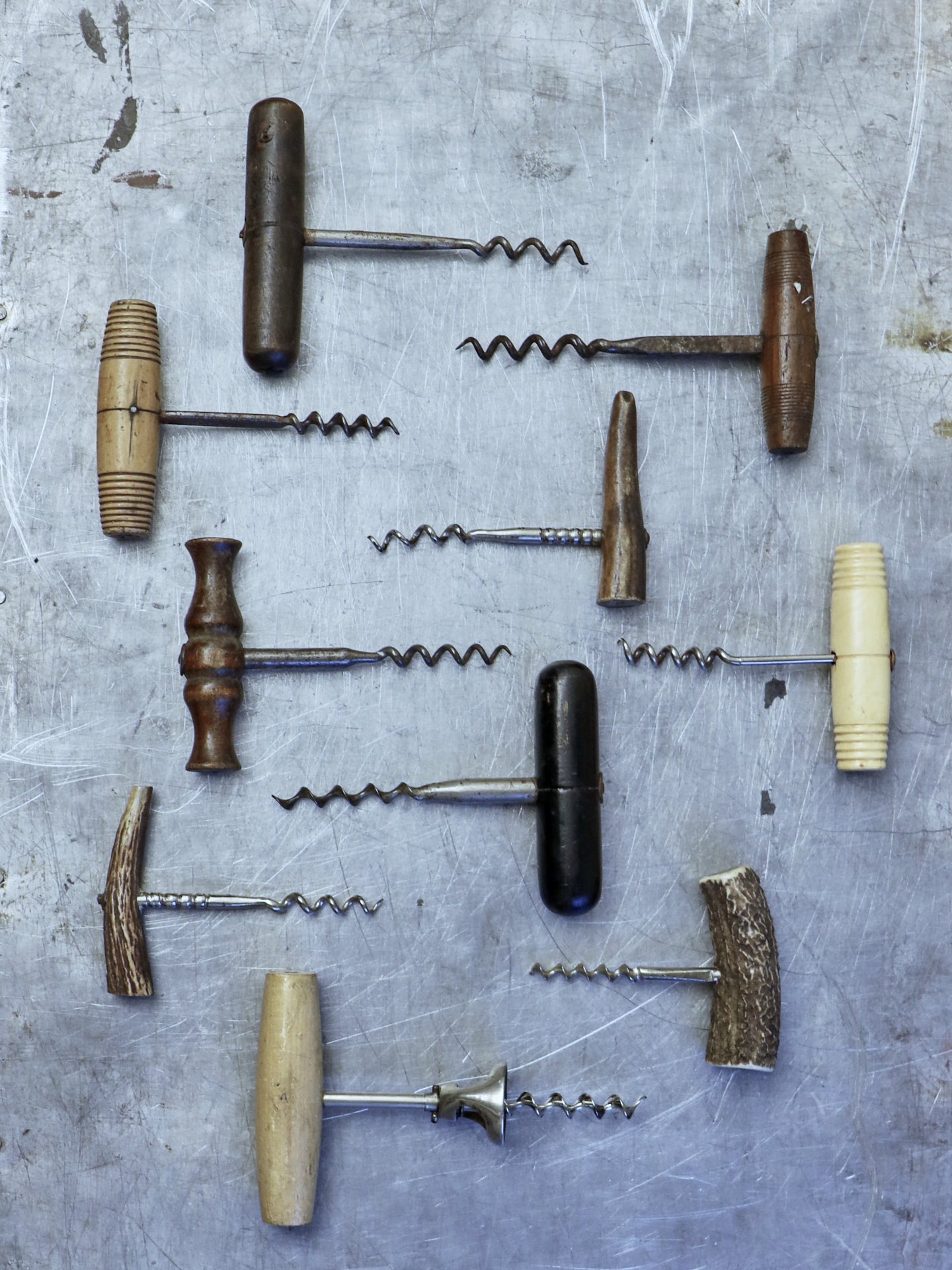 A Collection of 10 Treen and Antler Handle Corkscrews
