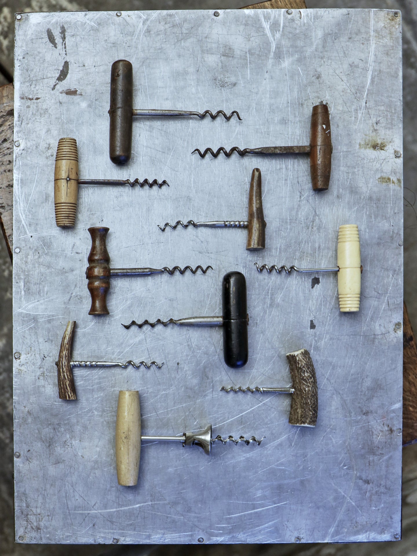A Collection of 10 Treen and Antler Handle Corkscrews
