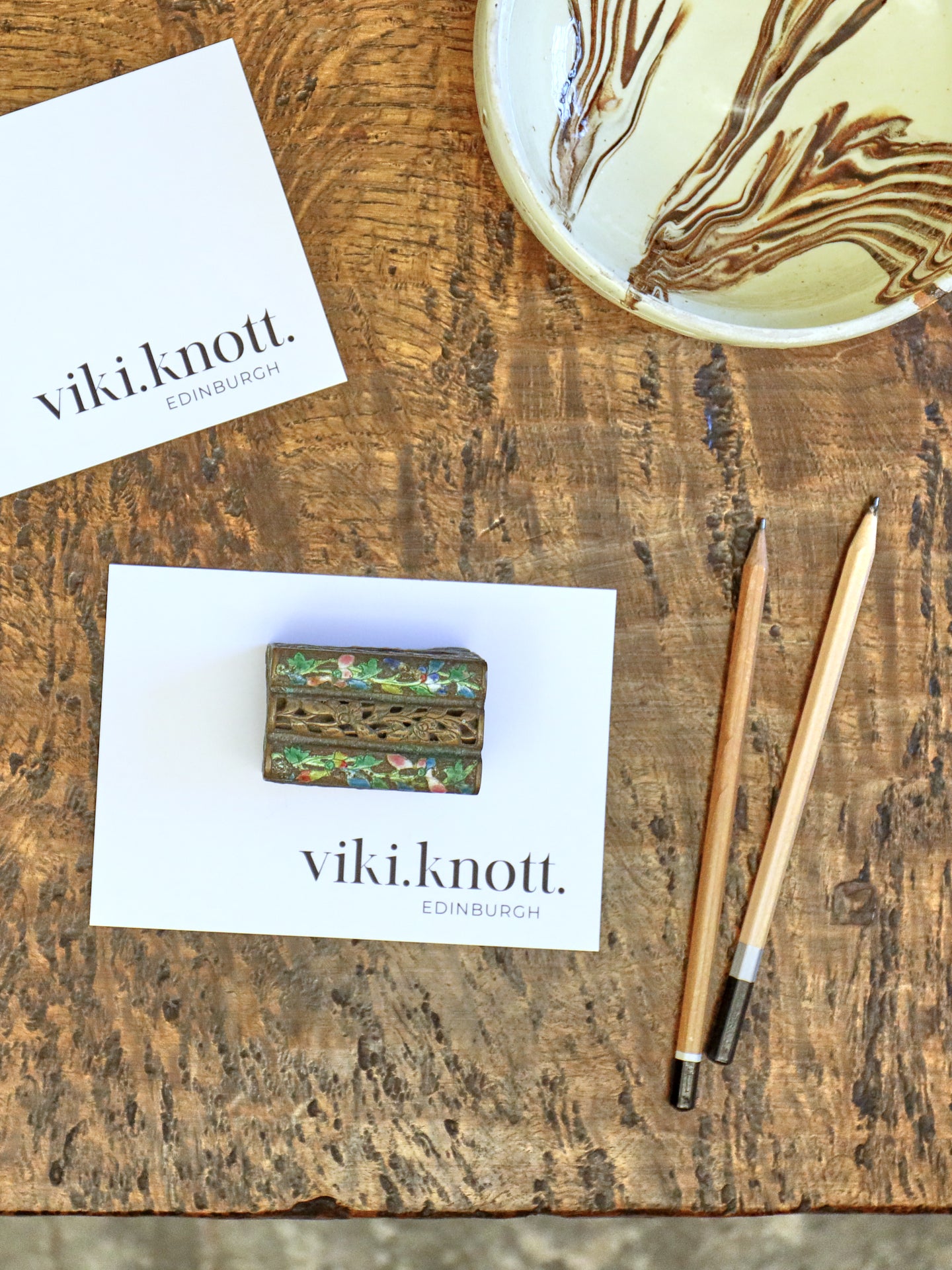 A Chinese Enamelled Bronze Vesta Holder