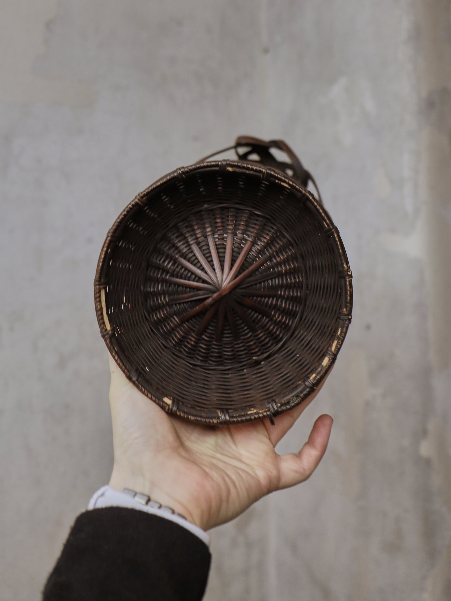 Tall Oriental Wickerwork Urn