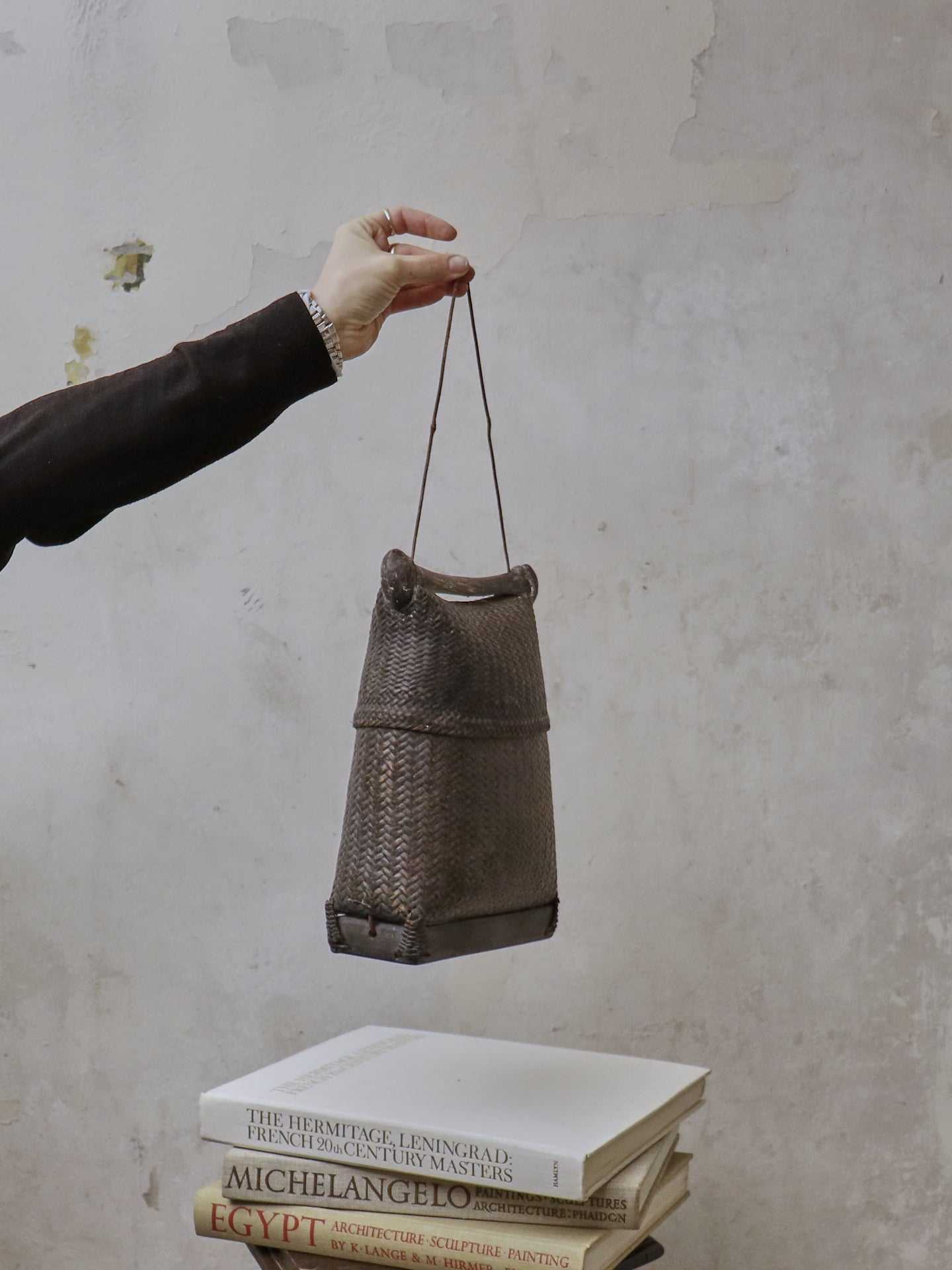 19th Century Oriental Woven Container and Cover