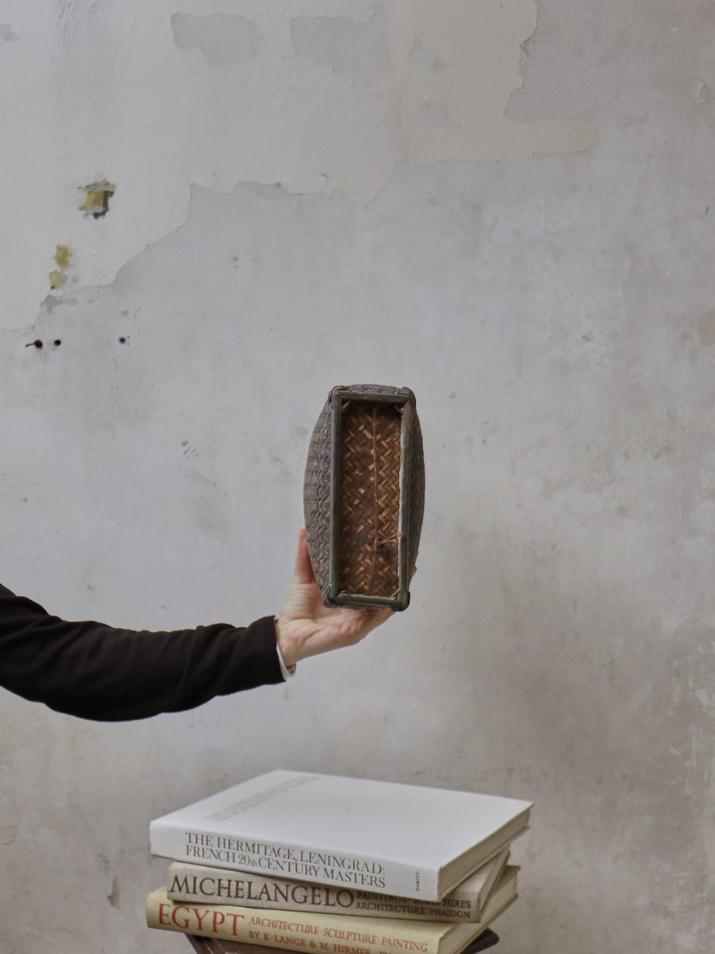 19th Century Oriental Woven Container and Cover