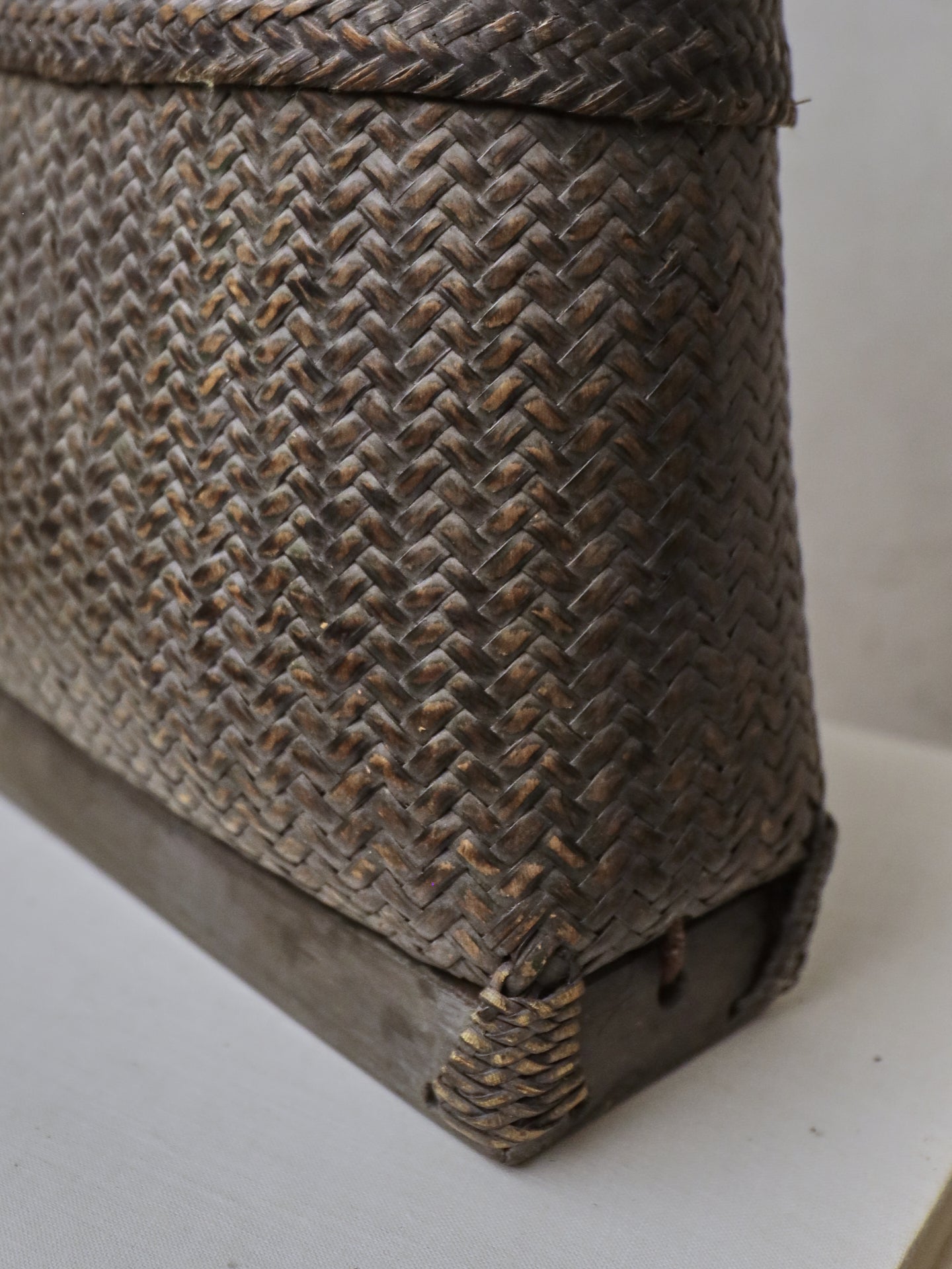 19th Century Oriental Woven Container and Cover