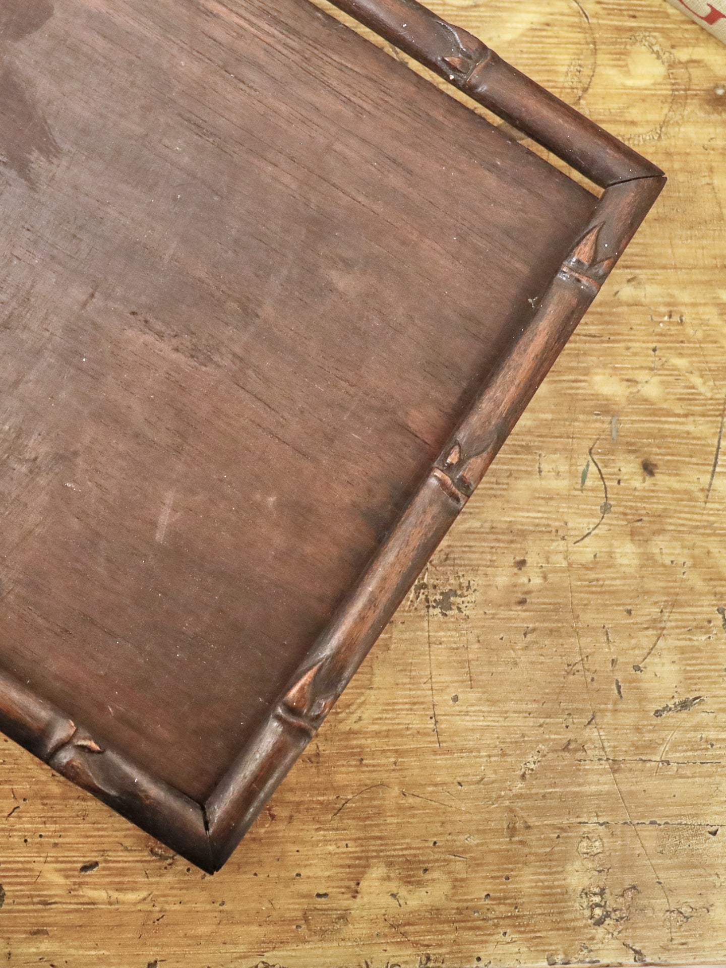 A Chinese Rosewood or Hong Mu faux Bamboo Picture Frame