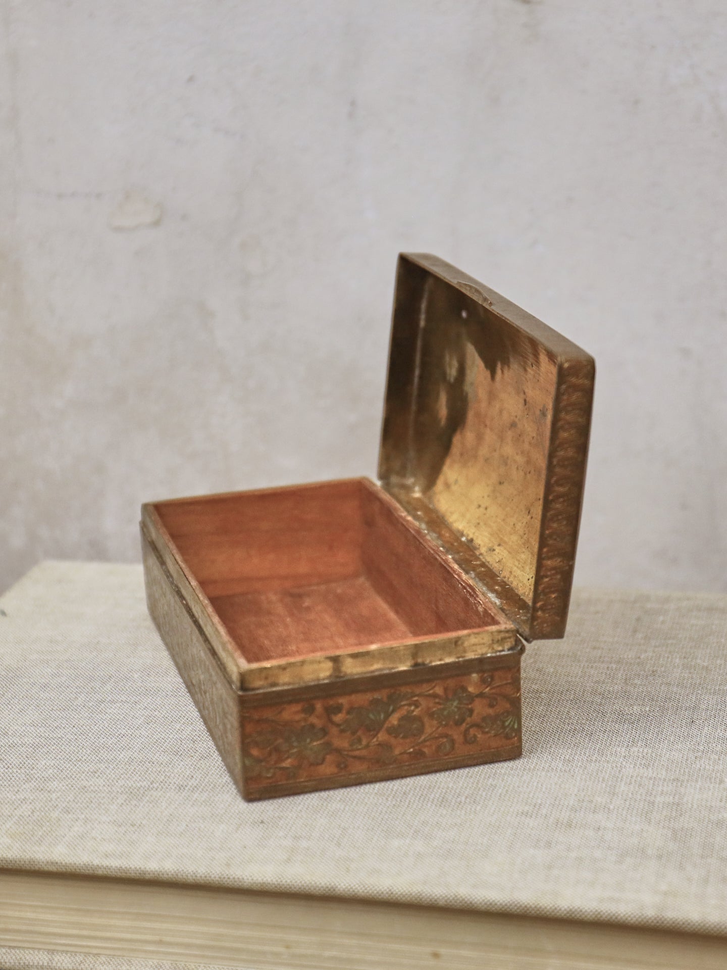 A 1920's Kashmir Brass Box with Enamelled Decoration