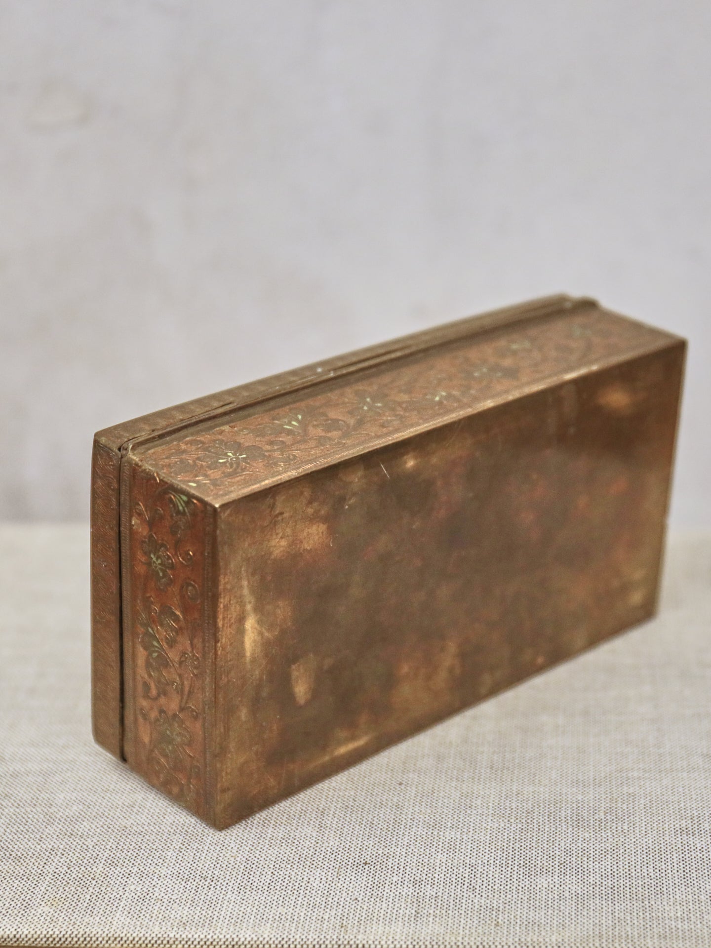 A 1920's Kashmir Brass Box with Enamelled Decoration