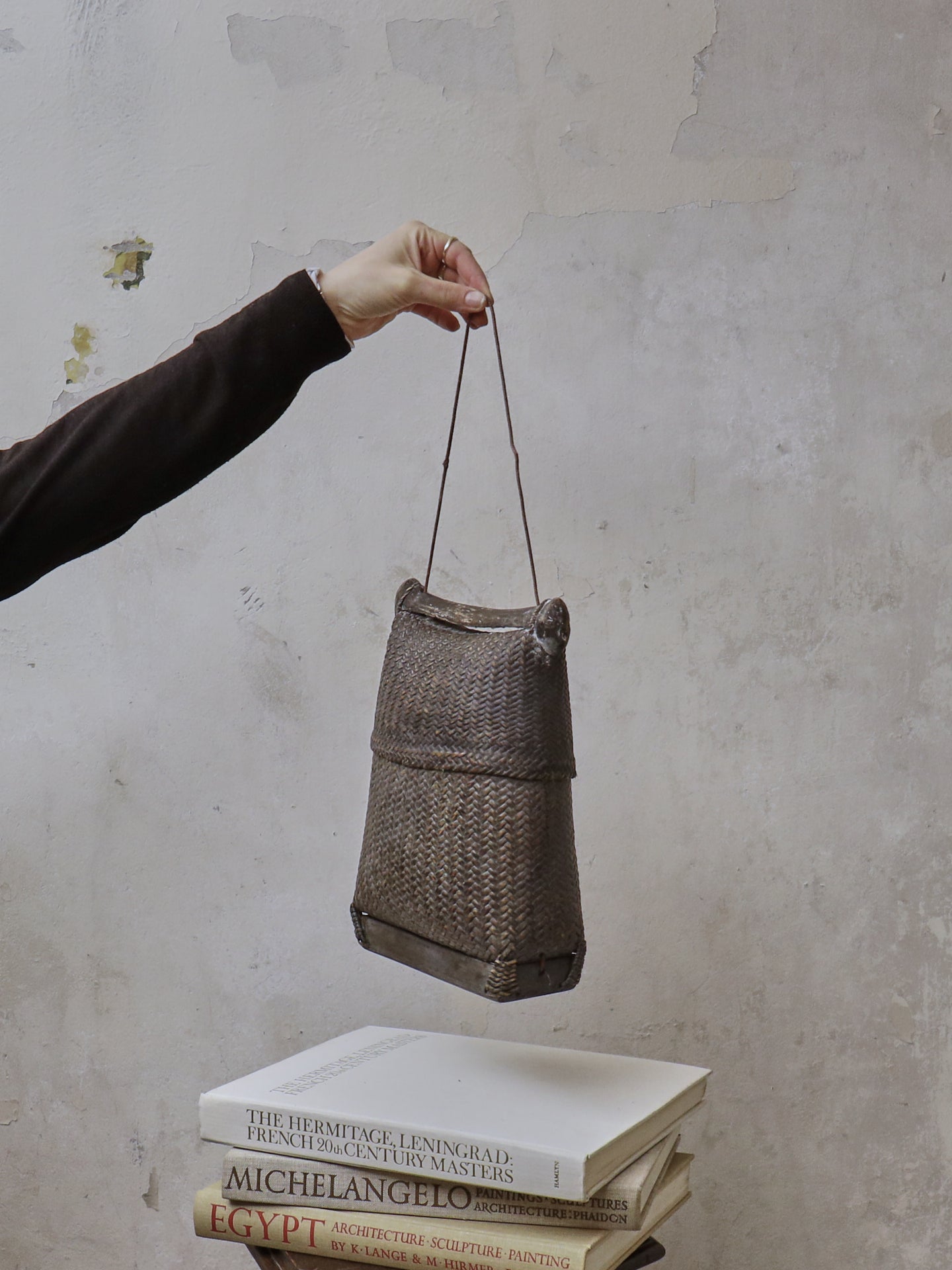 19th Century Oriental Woven Container and Cover