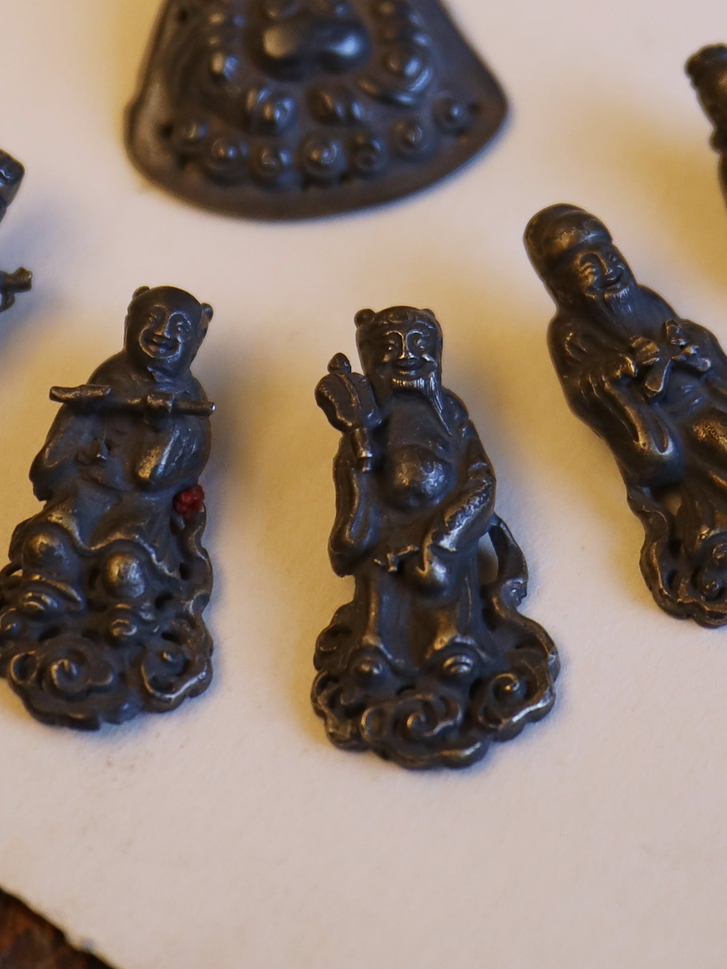 A Set of Six 19thC Chinese Figurine Hat Ornaments