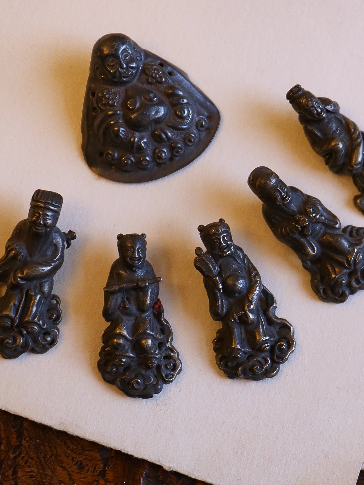 A Set of Six 19thC Chinese Figurine Hat Ornaments