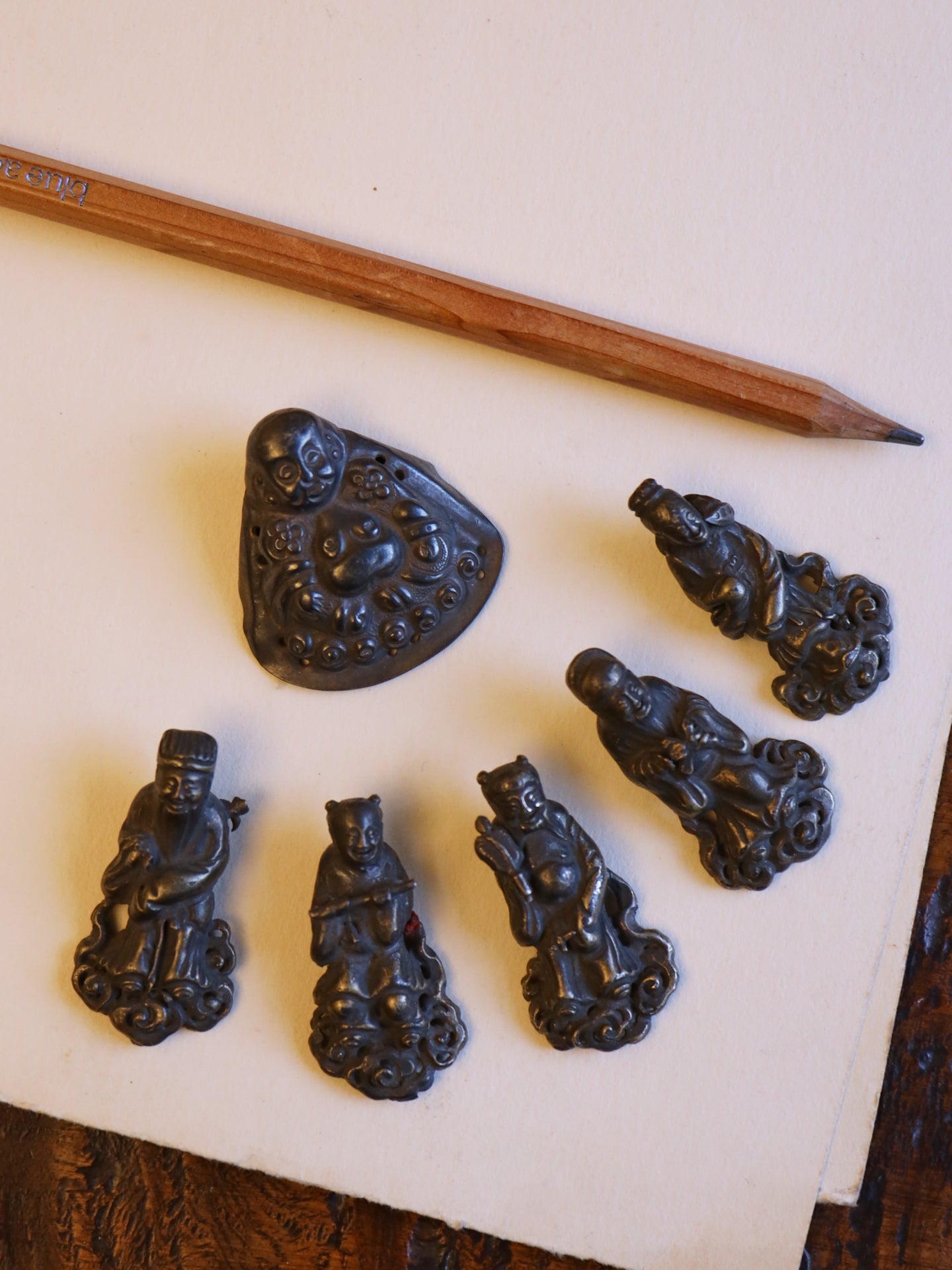 A Set of Six 19thC Chinese Figurine Hat Ornaments