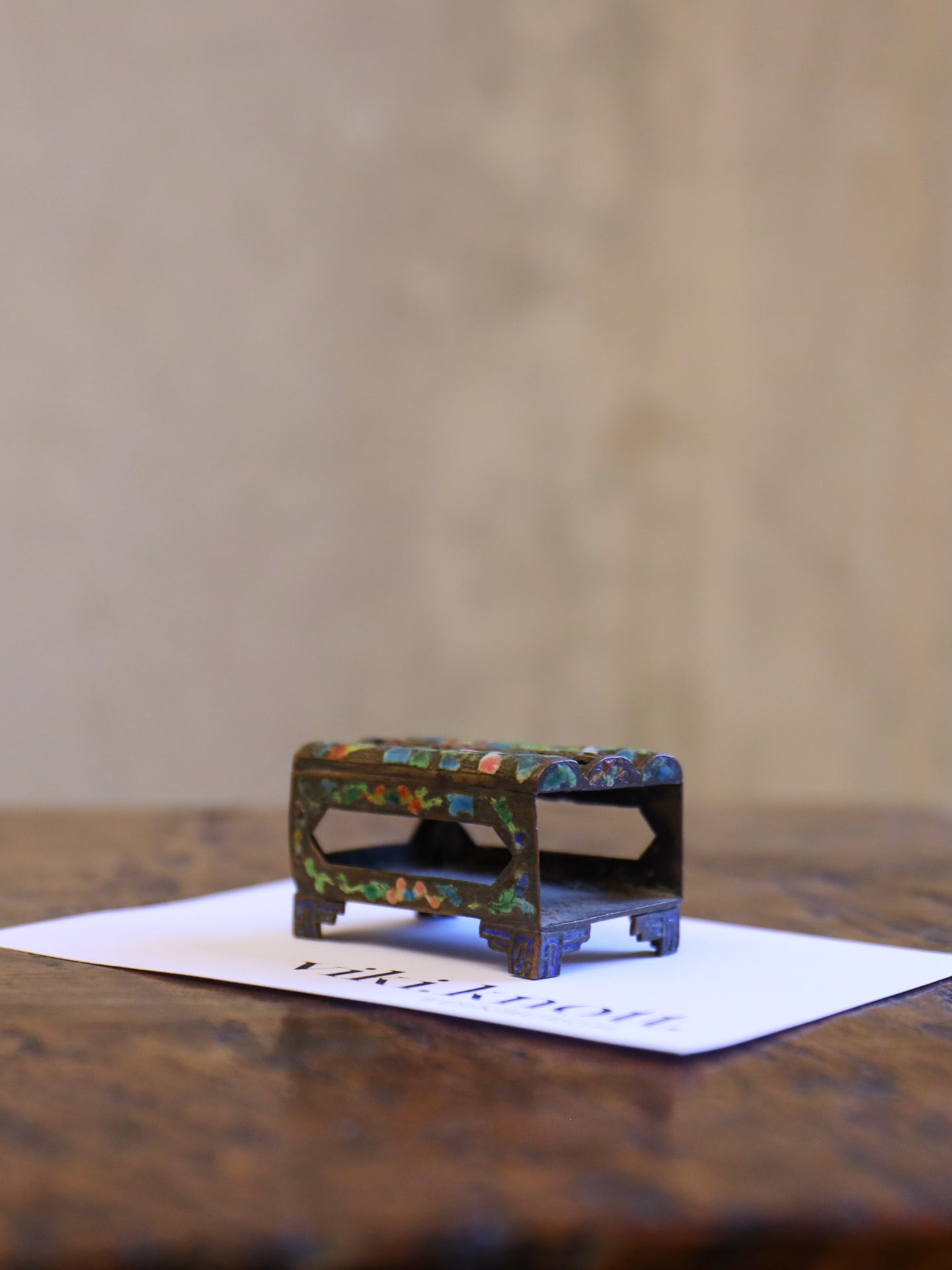 A Chinese Enamelled Bronze Vesta Holder