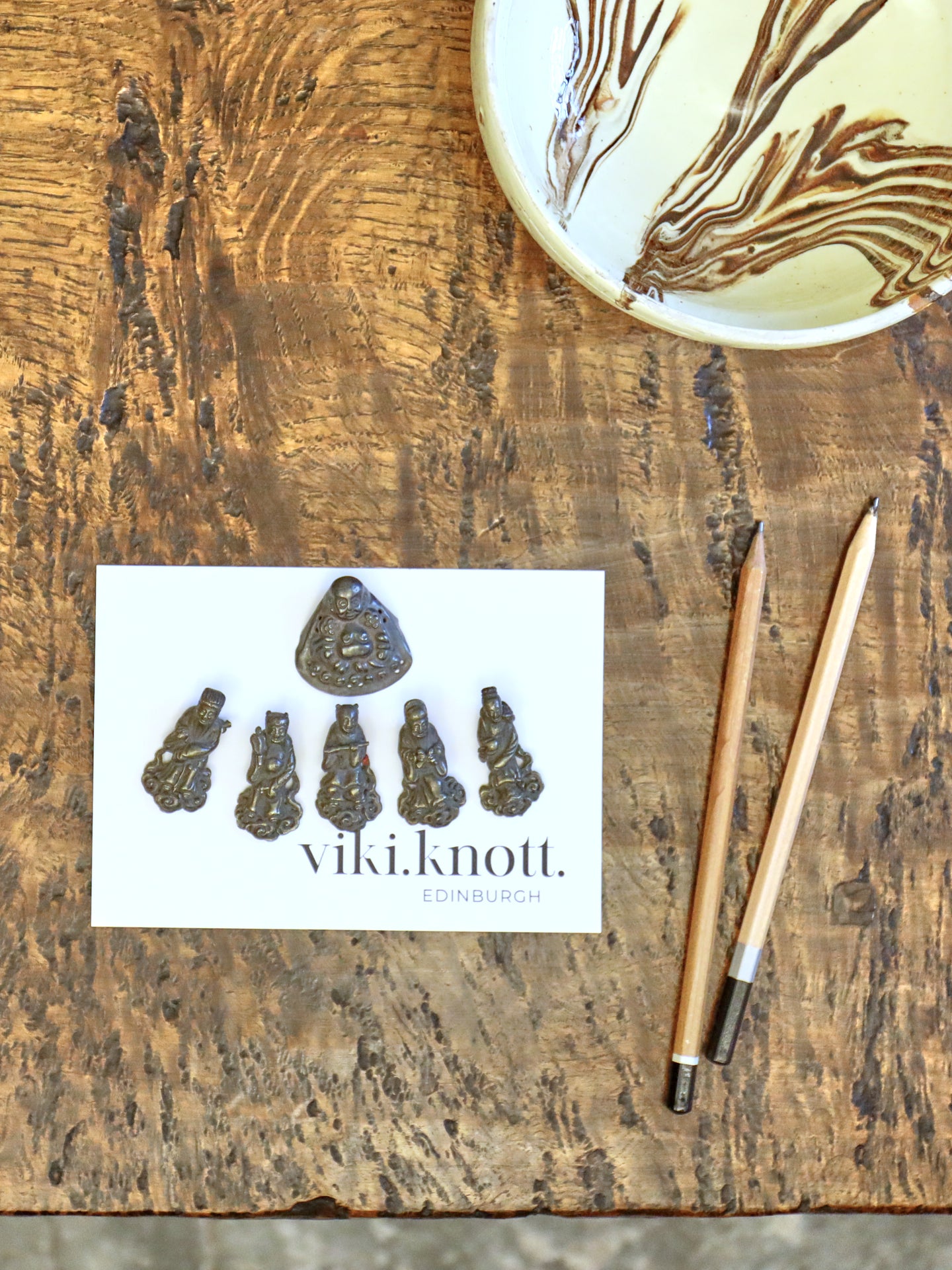 A Set of Six 19thC Chinese Figurine Hat Ornaments