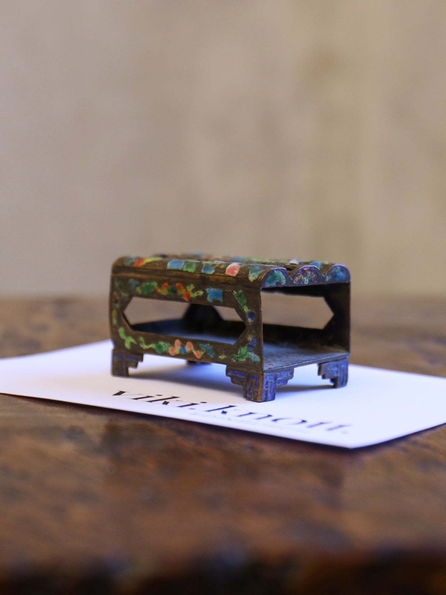 A Chinese Enamelled Bronze Vesta Holder