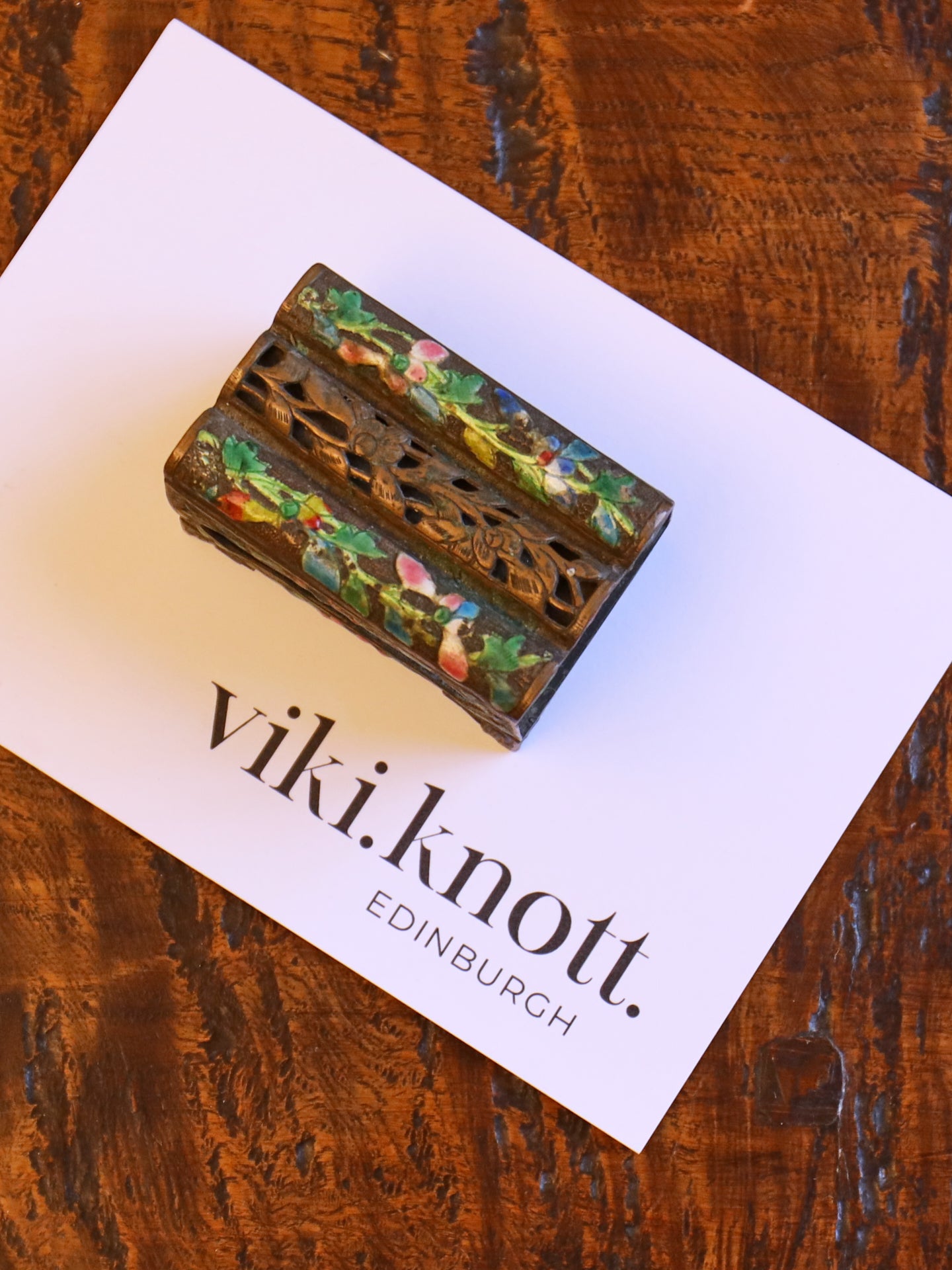 A Chinese Enamelled Bronze Vesta Holder