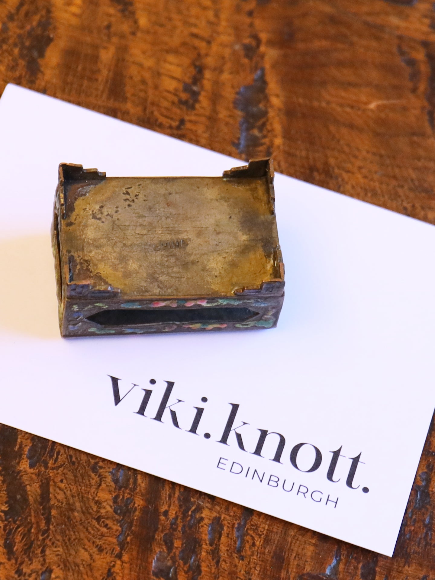 A Chinese Enamelled Bronze Vesta Holder