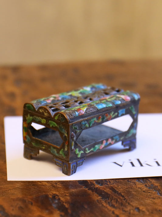 A Chinese Enamelled Bronze Vesta Holder