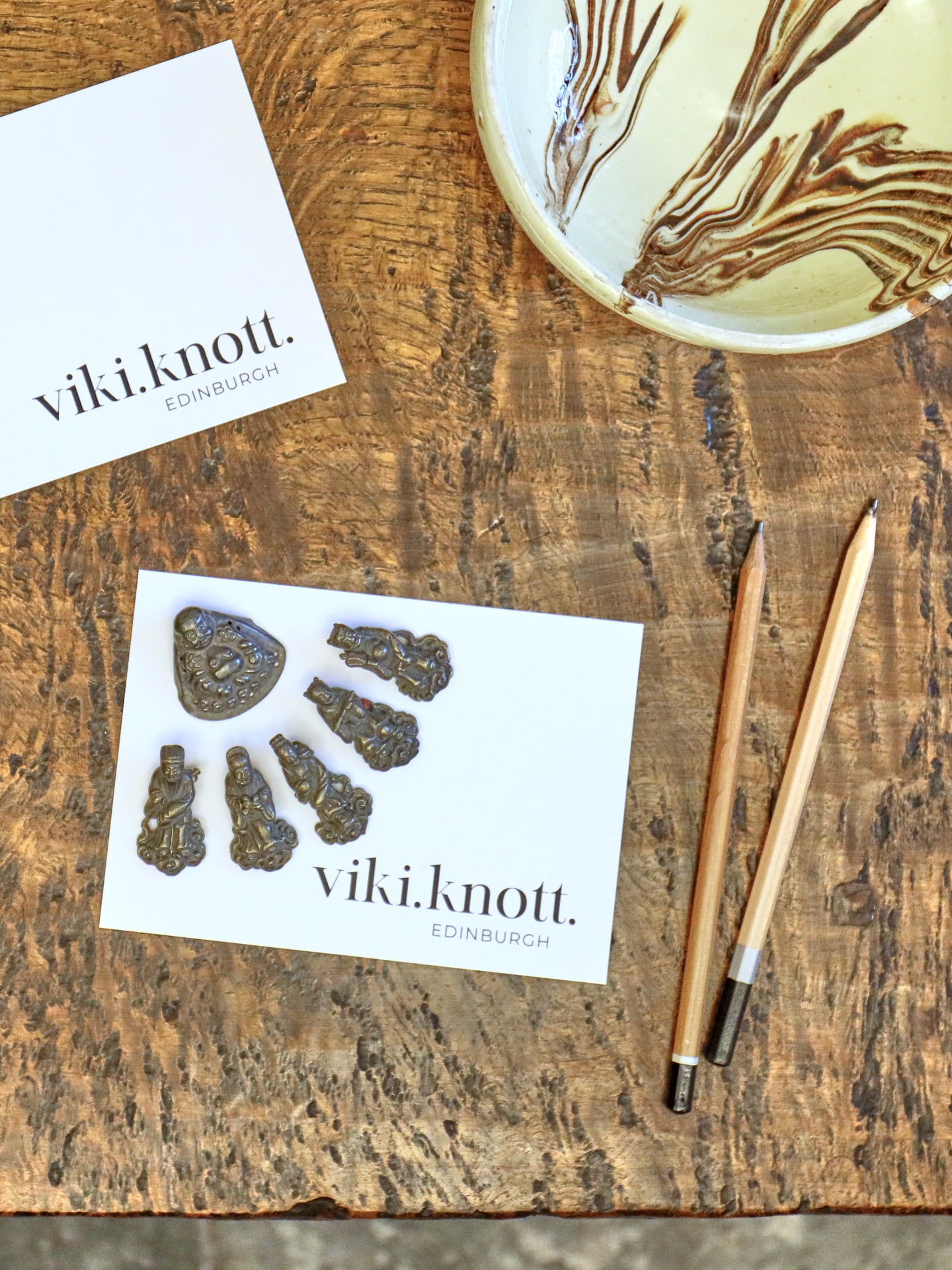 A Set of Six 19thC Chinese Figurine Hat Ornaments