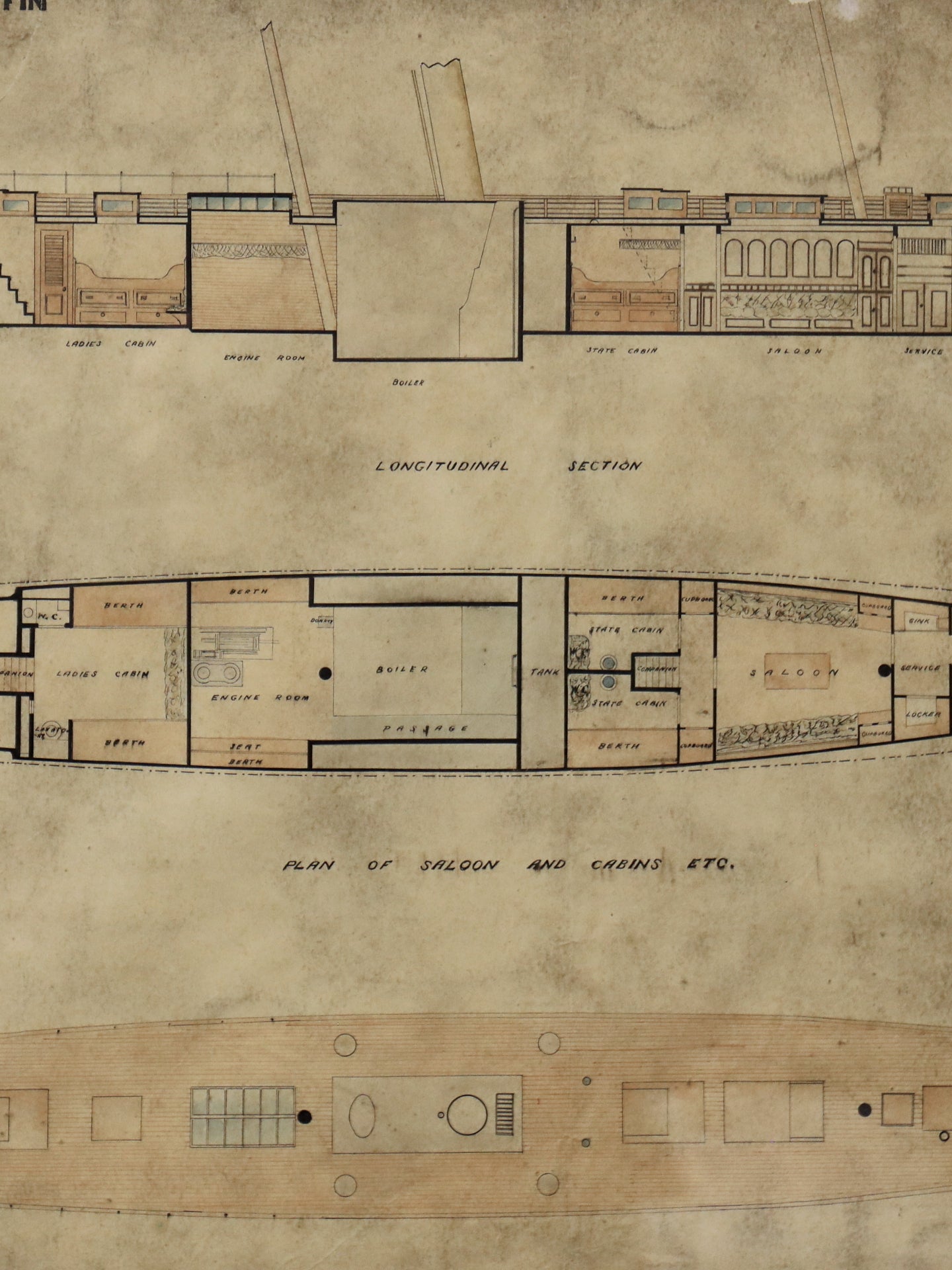 Cut Deck and Plans For The 19th Century Steam Yacht "Griffin"