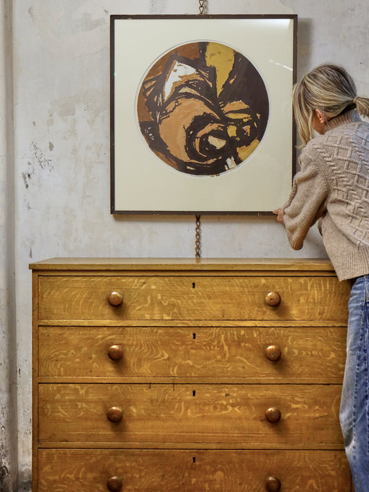 Abstract Hardboard Block Print - Fon Klement | Dutch 1930-2000