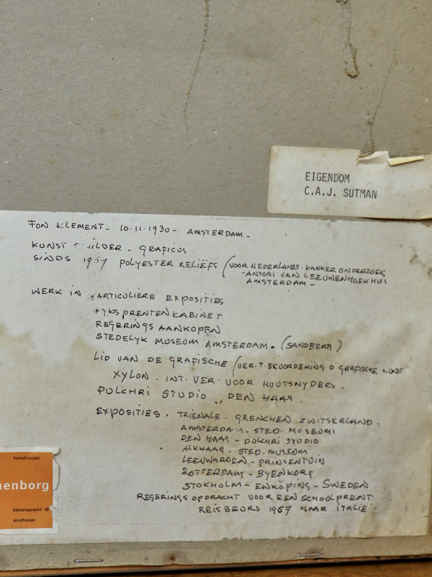 Abstract Hardboard Block Print - Fon Klement | Dutch 1930-2000