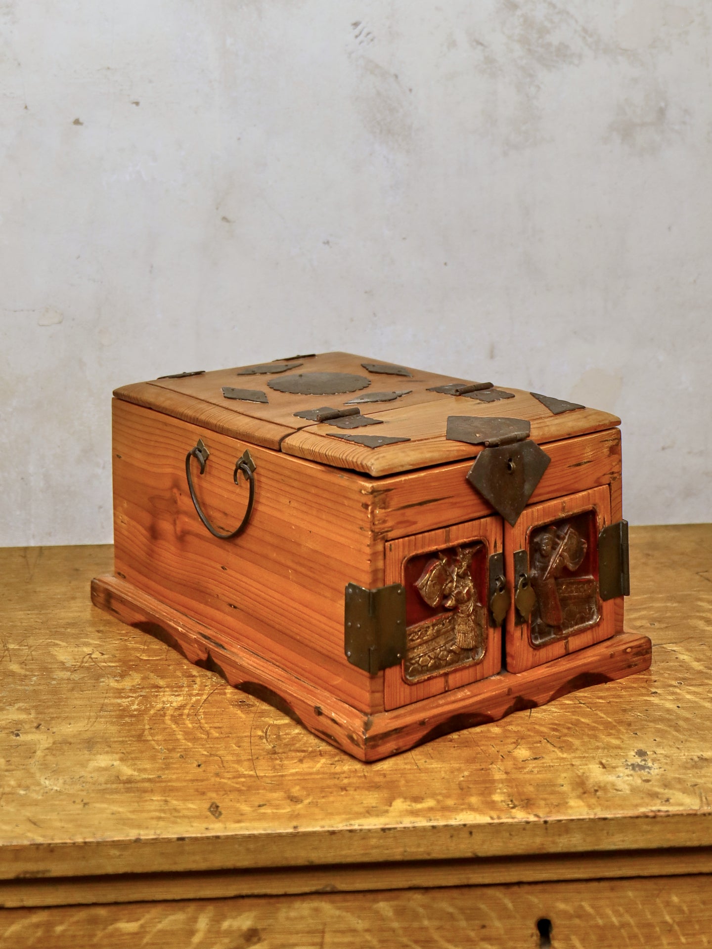 Oriental Travelling Dressing Shaving Box - Foldout Mirror c1920's