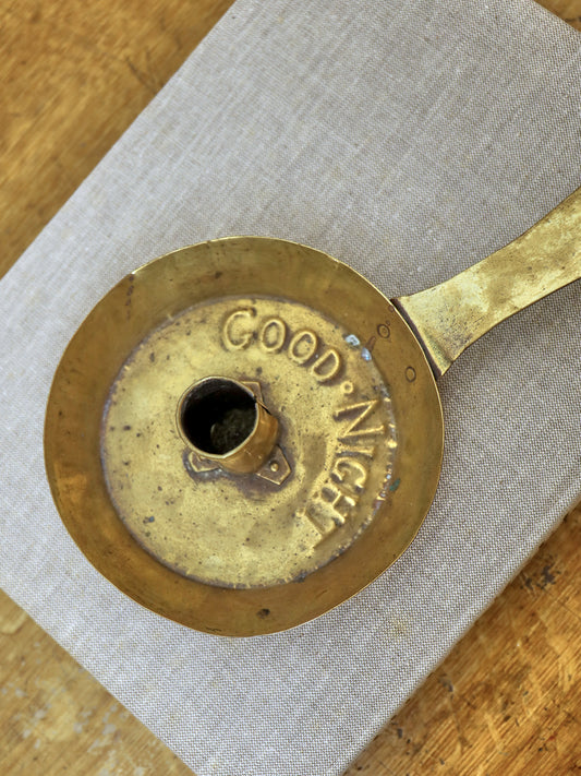 Brass 'Good Night' Chamberstick - 19thC