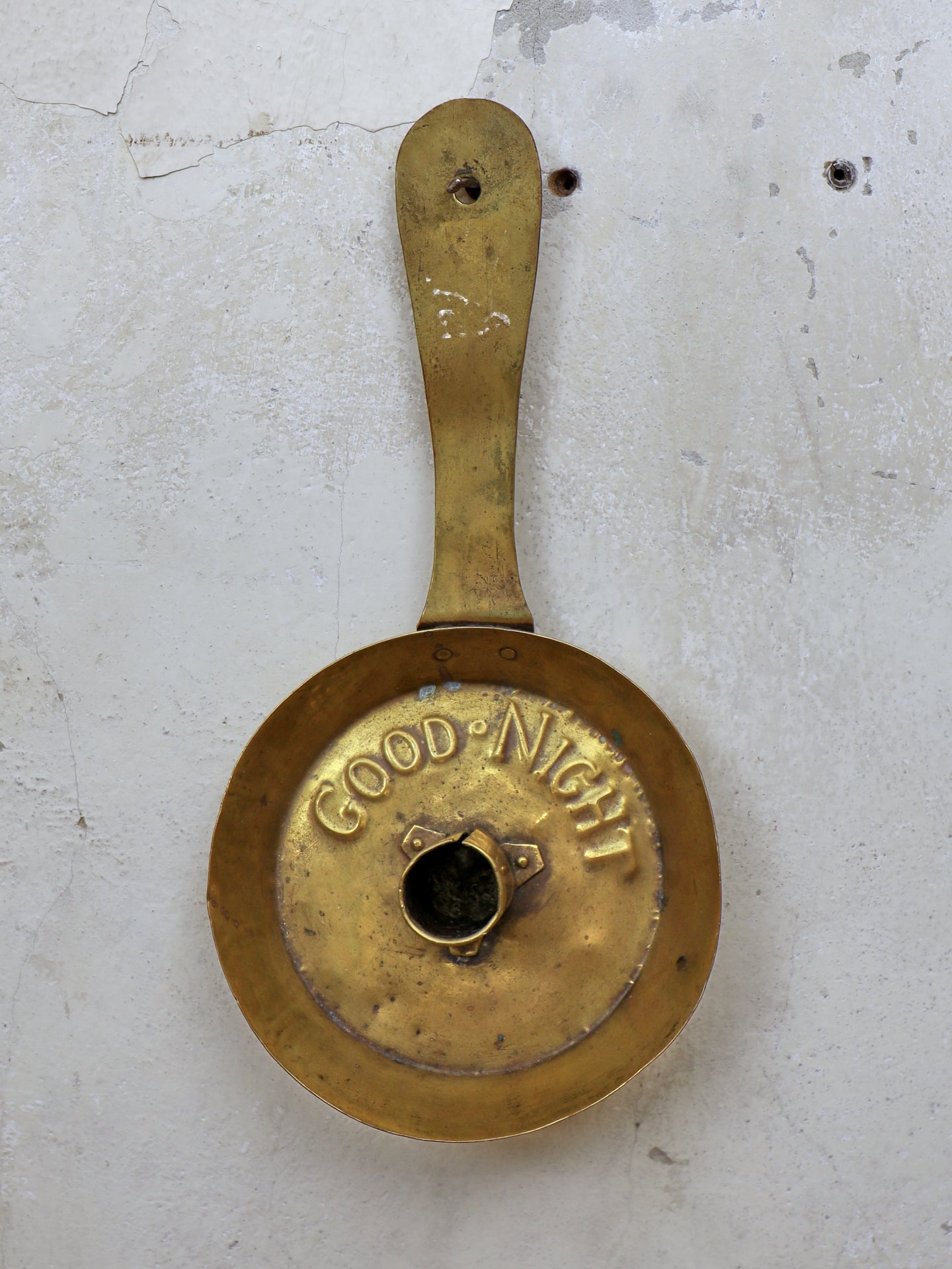 Brass 'Good Night' Chamberstick - 19thC