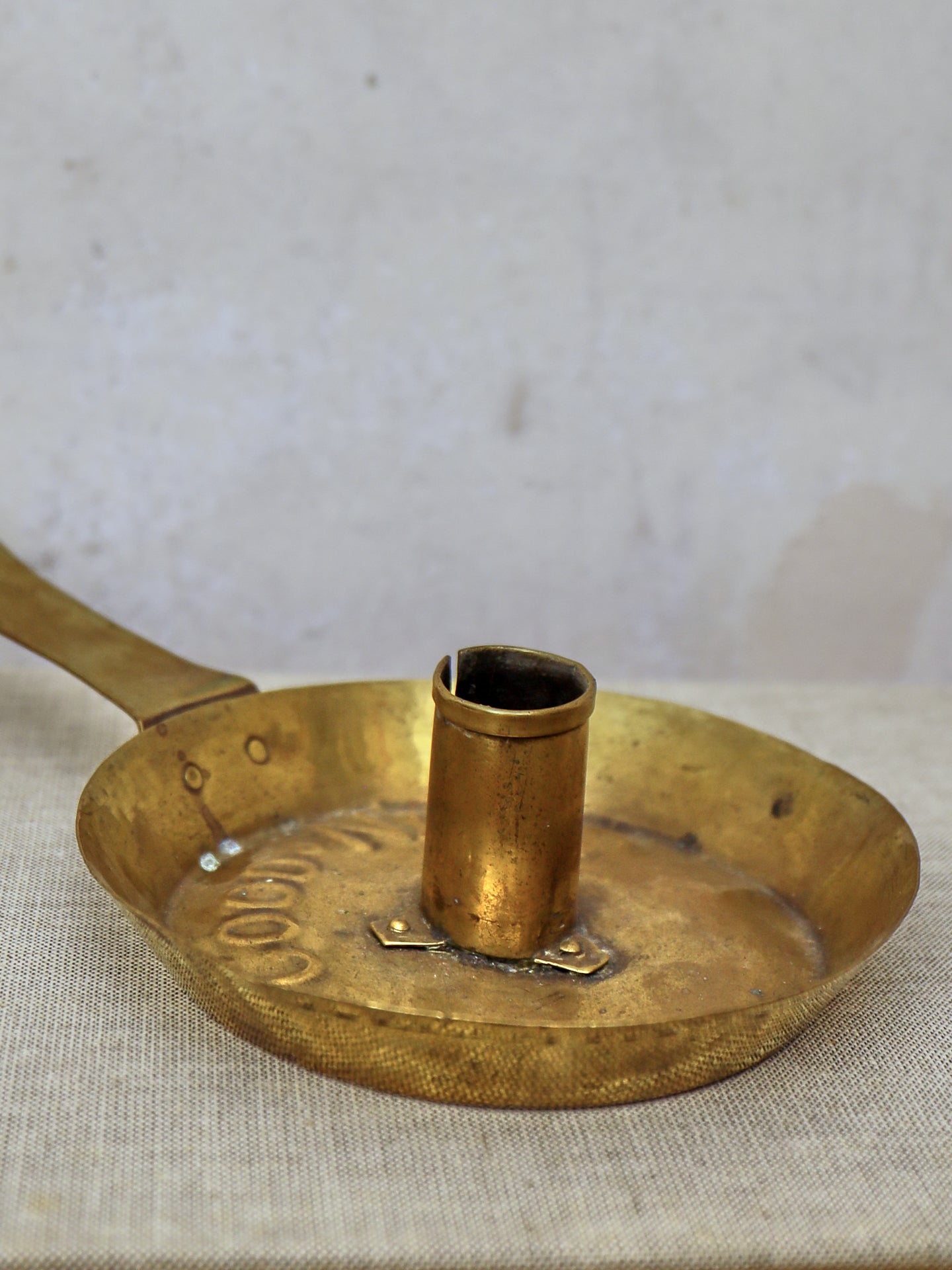 Brass 'Good Night' Chamberstick - 19thC