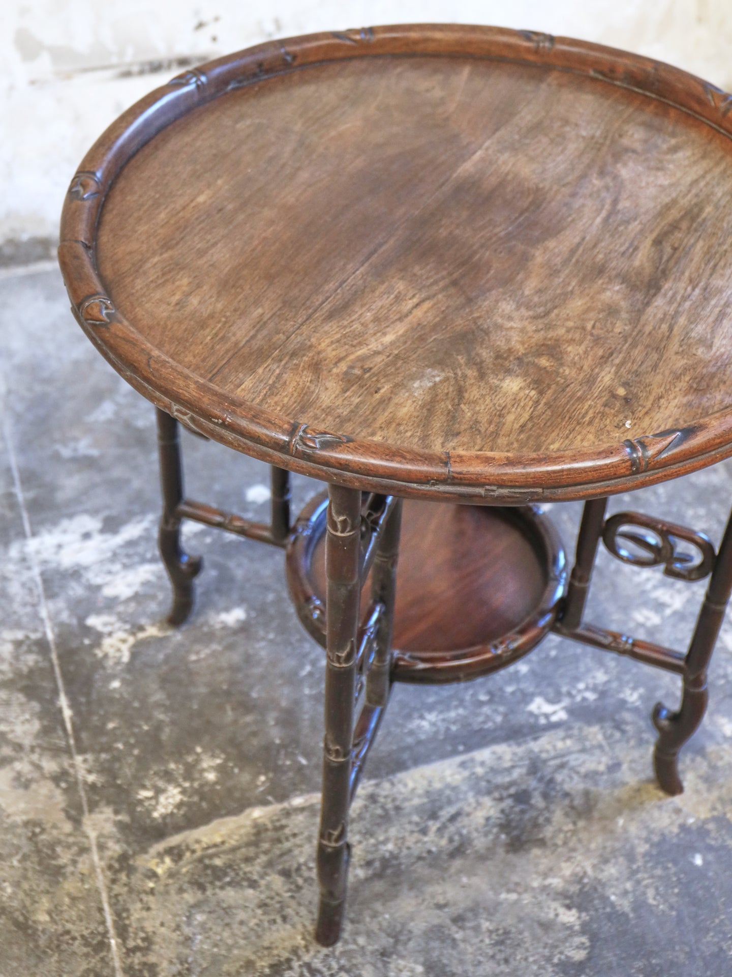 A Chinese Faux Bamboo Rosewood (Hong Mu) Gateleg Tea Table c1900