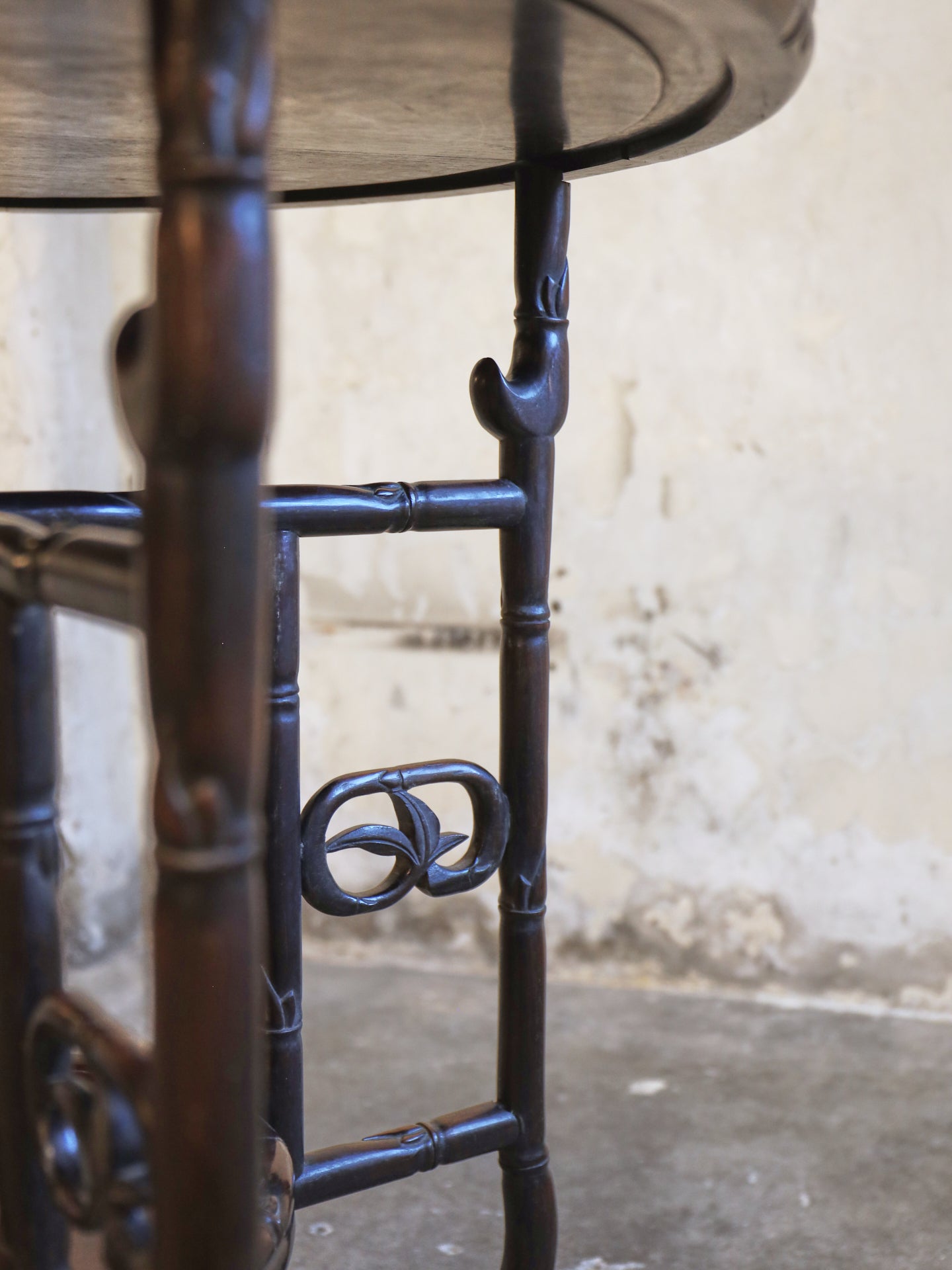 A Chinese Faux Bamboo Rosewood (Hong Mu) Gateleg Tea Table c1900