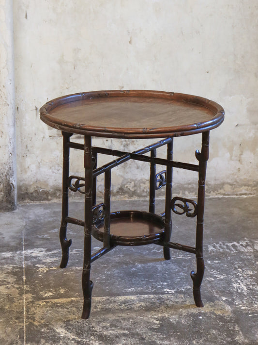 A Chinese Faux Bamboo Rosewood (Hong Mu) Gateleg Tea Table c1900