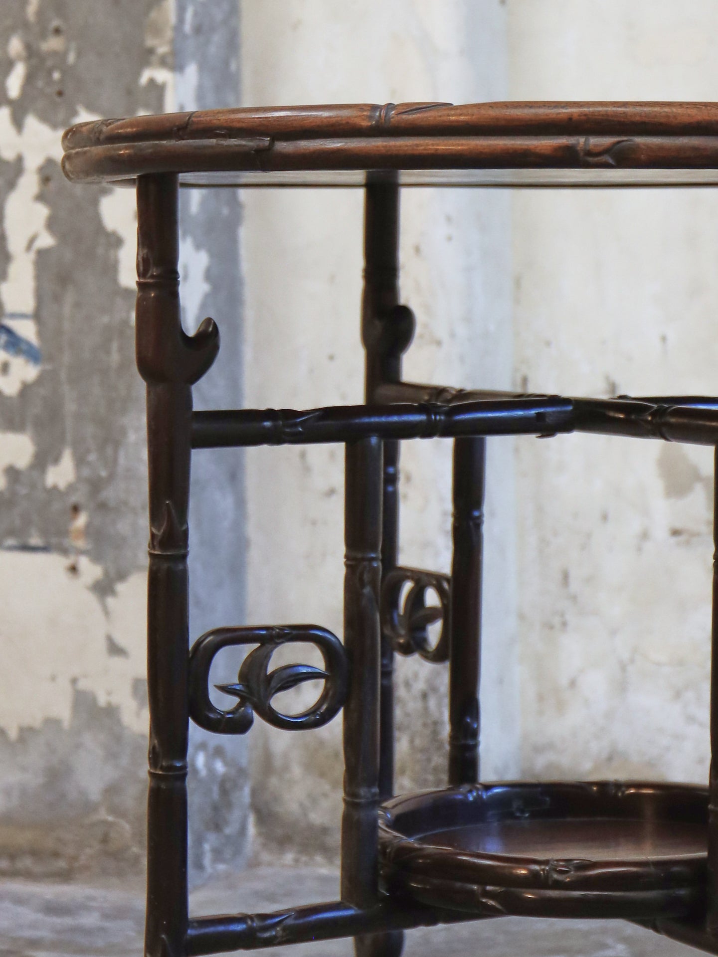 A Chinese Faux Bamboo Rosewood (Hong Mu) Gateleg Tea Table c1900