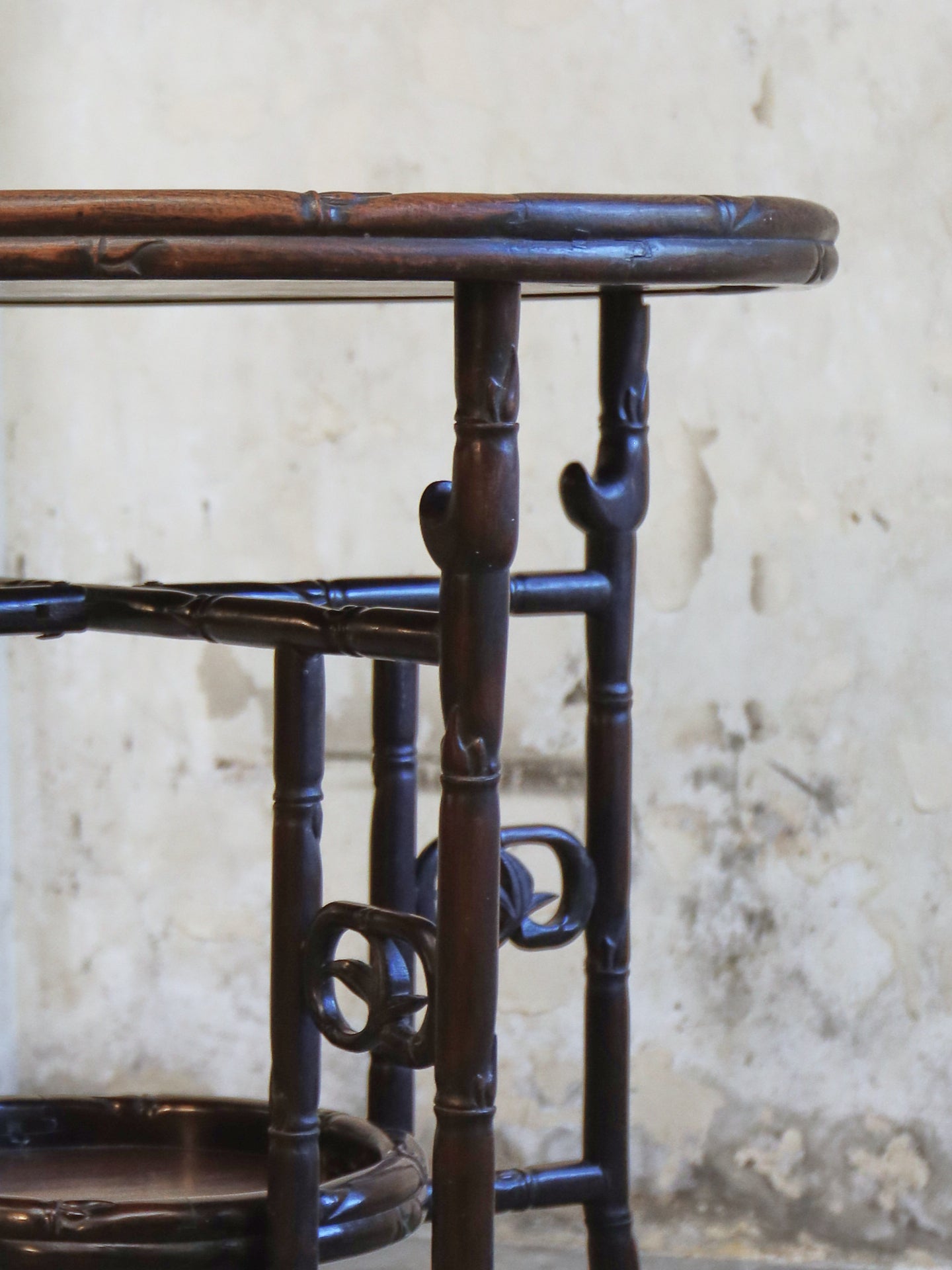 A Chinese Faux Bamboo Rosewood (Hong Mu) Gateleg Tea Table c1900