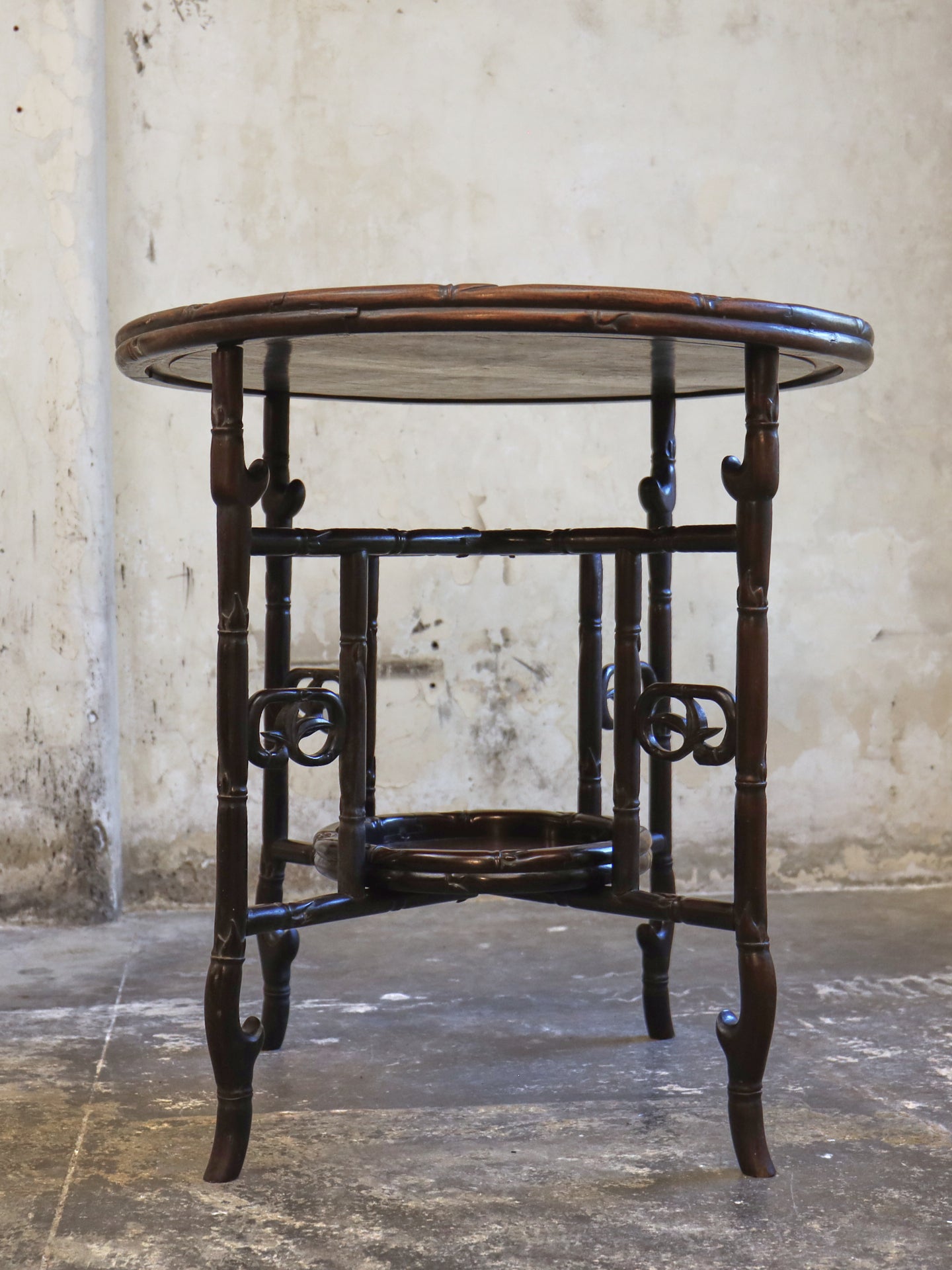 A Chinese Faux Bamboo Rosewood (Hong Mu) Gateleg Tea Table c1900